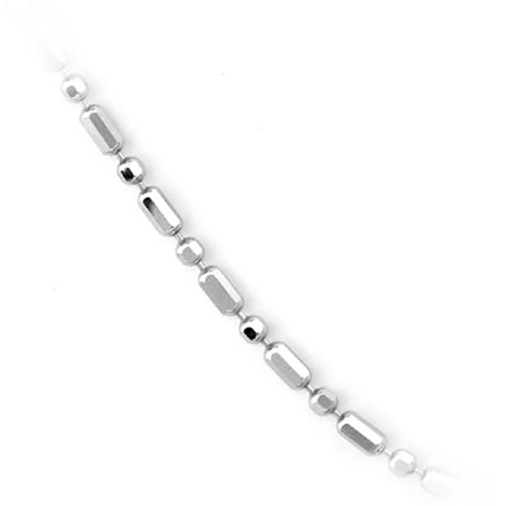 14k White Gold Italian Bar & Bead Chain 15.5 inch long