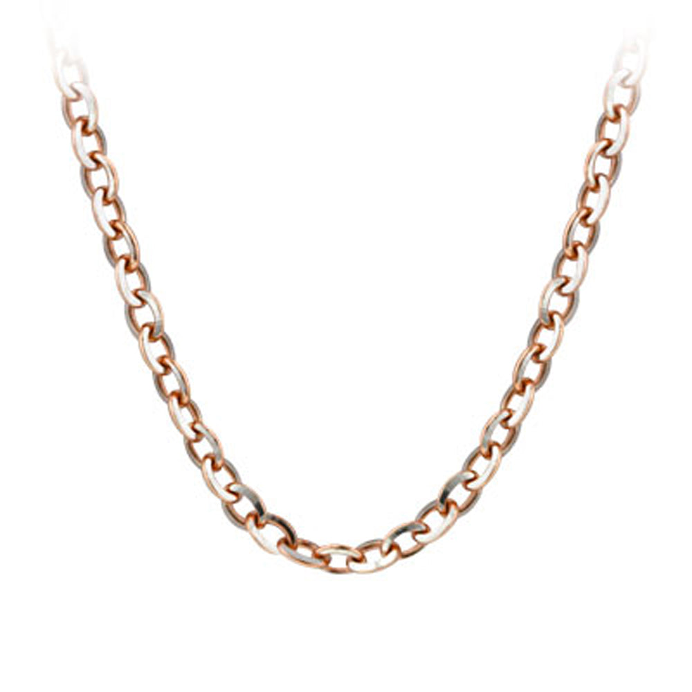 14k White and Rose Gold Italian Rolo Chain 17.5 inch long