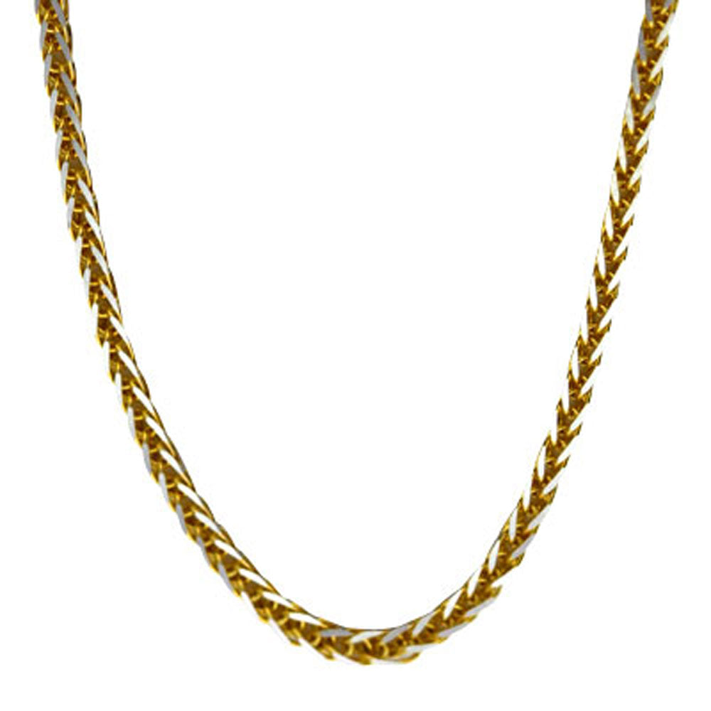 14k Yellow and White 2-Tone Gold Italian Wheat Chain 1.10mm wide 17.5 inch long