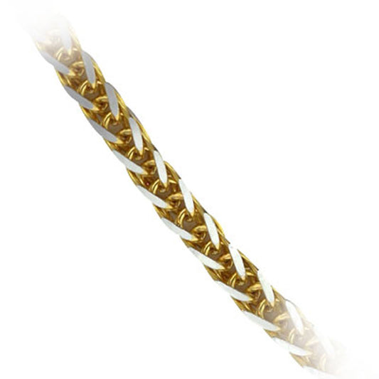 14k Yellow and White 2-Tone Gold Italian Wheat Chain 1.24mm wide 17.5 inch long