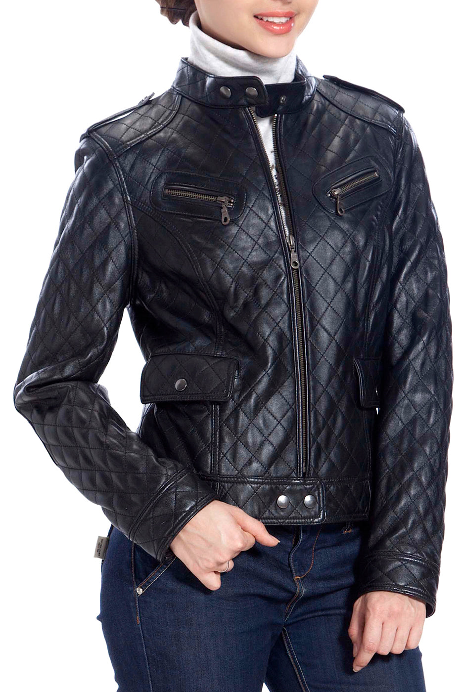 BGSD Women Hanna Quilted Lambskin Leather Jacket