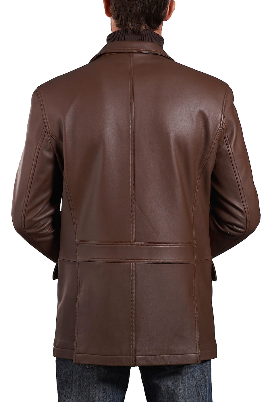 BGSD Men Grant Two-Button Leather Blazer