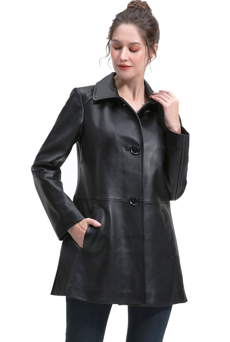 BGSD Women Yeira Lambskin Leather Coat
