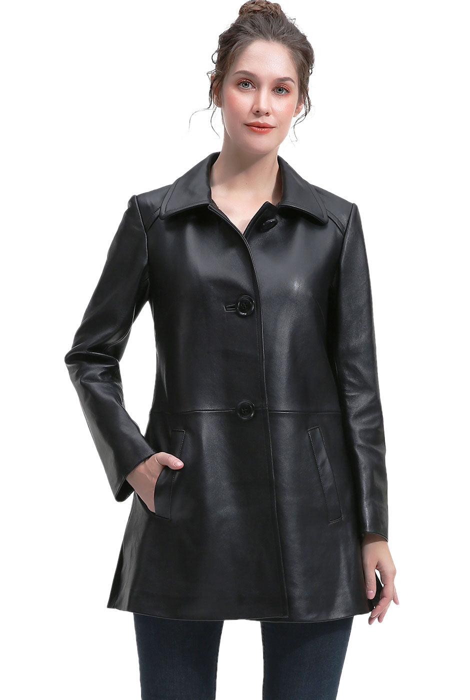 BGSD Women Yeira Lambskin Leather Coat