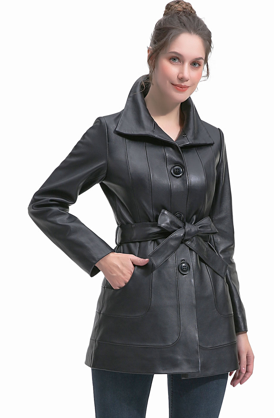 BGSD Women Erika Lambskin Leather Coat – Luxury Lane