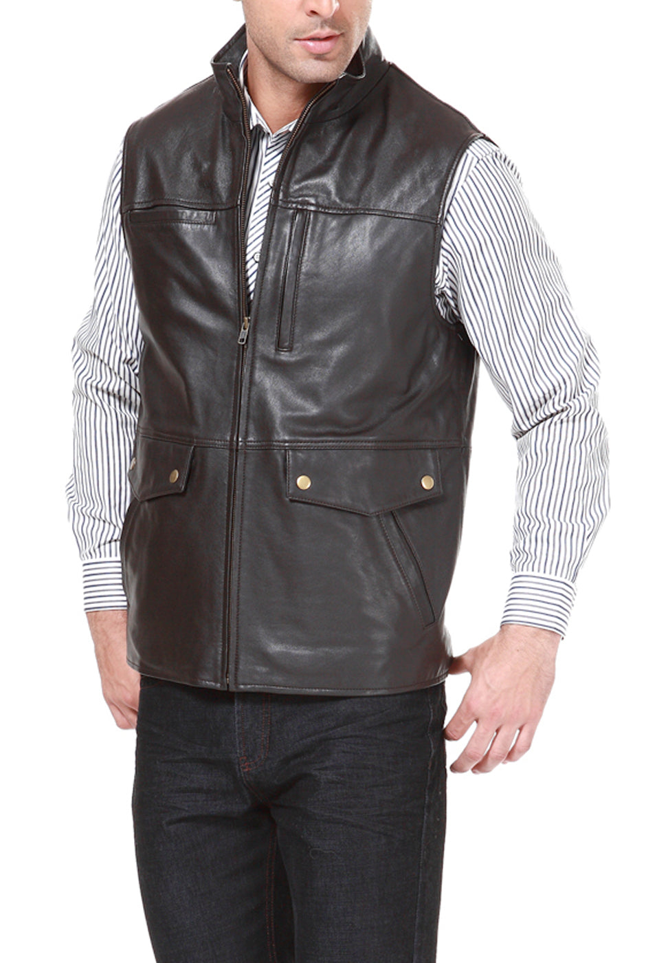 BGSD Monogram Collection Men Goatskin Leather Field Vest