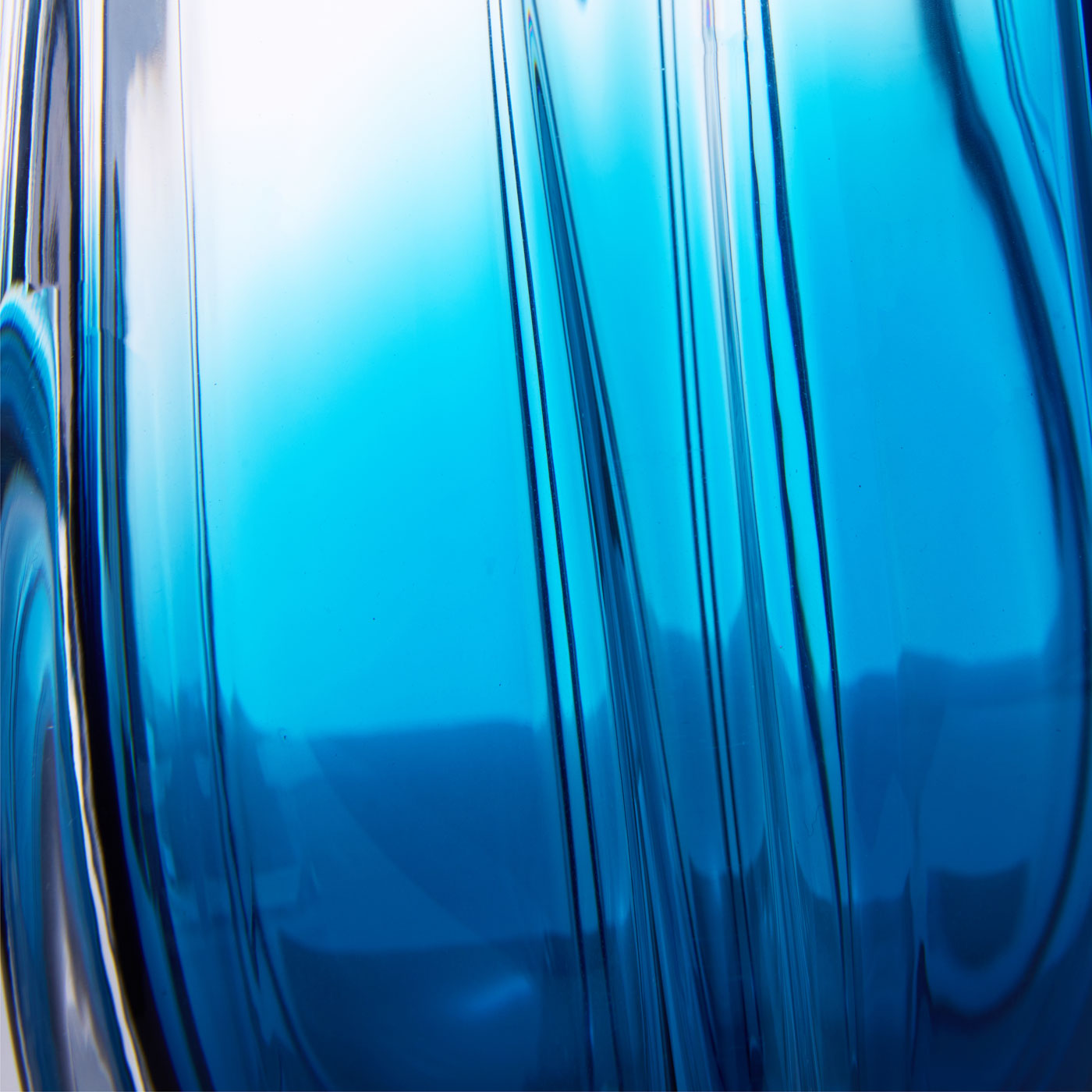 Hand Blown Laine Art Glass Vase - Blue Ombre 10-12.5 inch tall