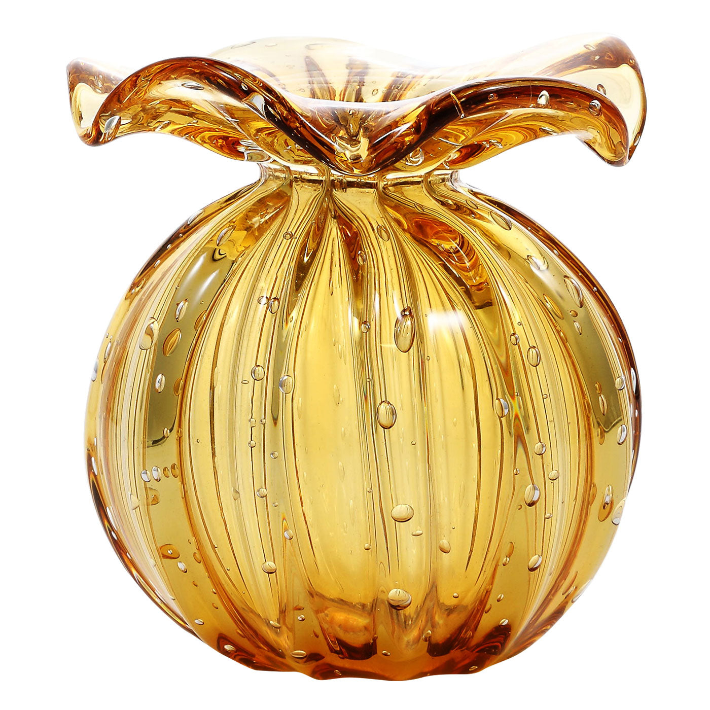 Hand Blown French Marigold Art Glass Vase 5.5-7.5 inch tall