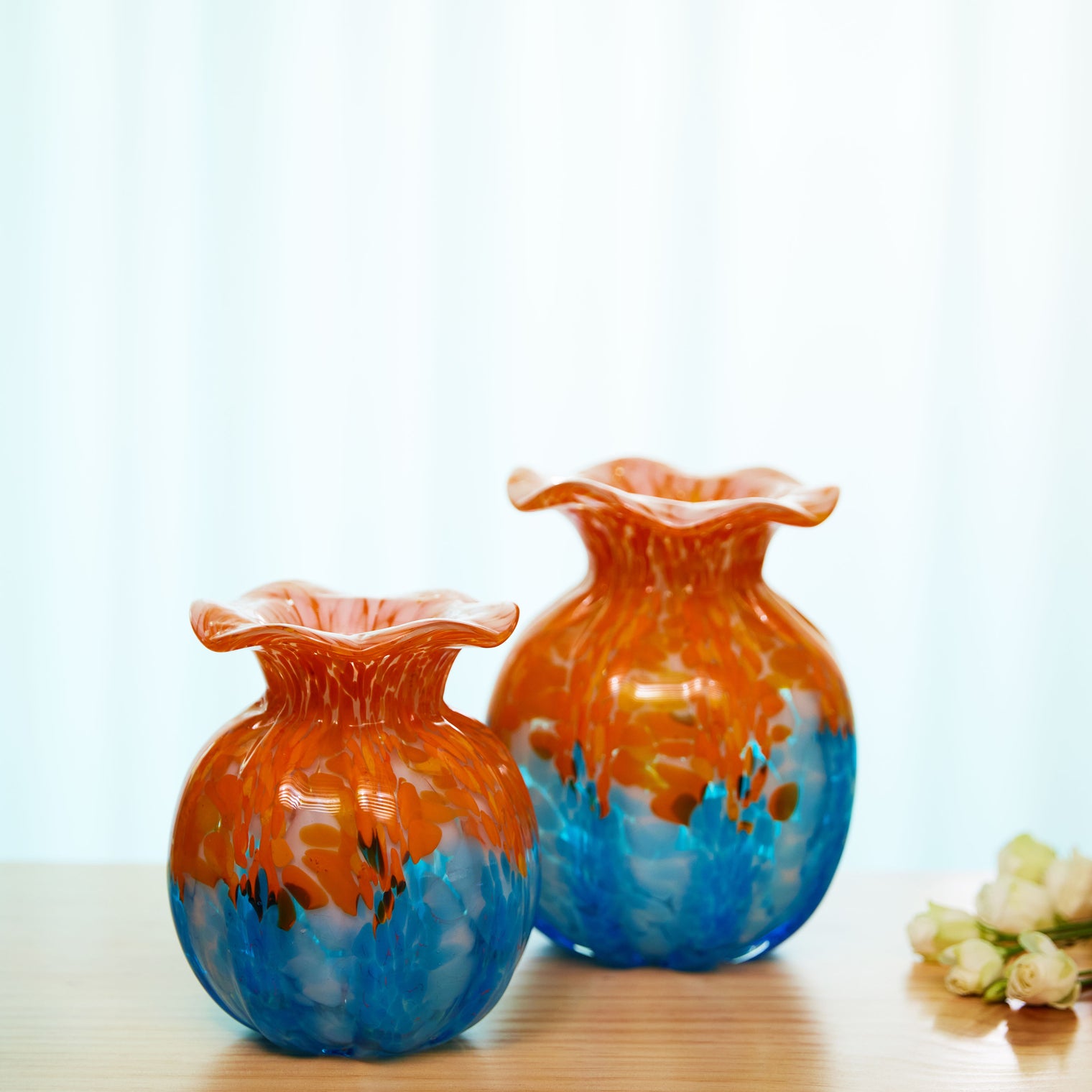 Hand Blown Confetti Art Glass Bubble Bud Flower Vase