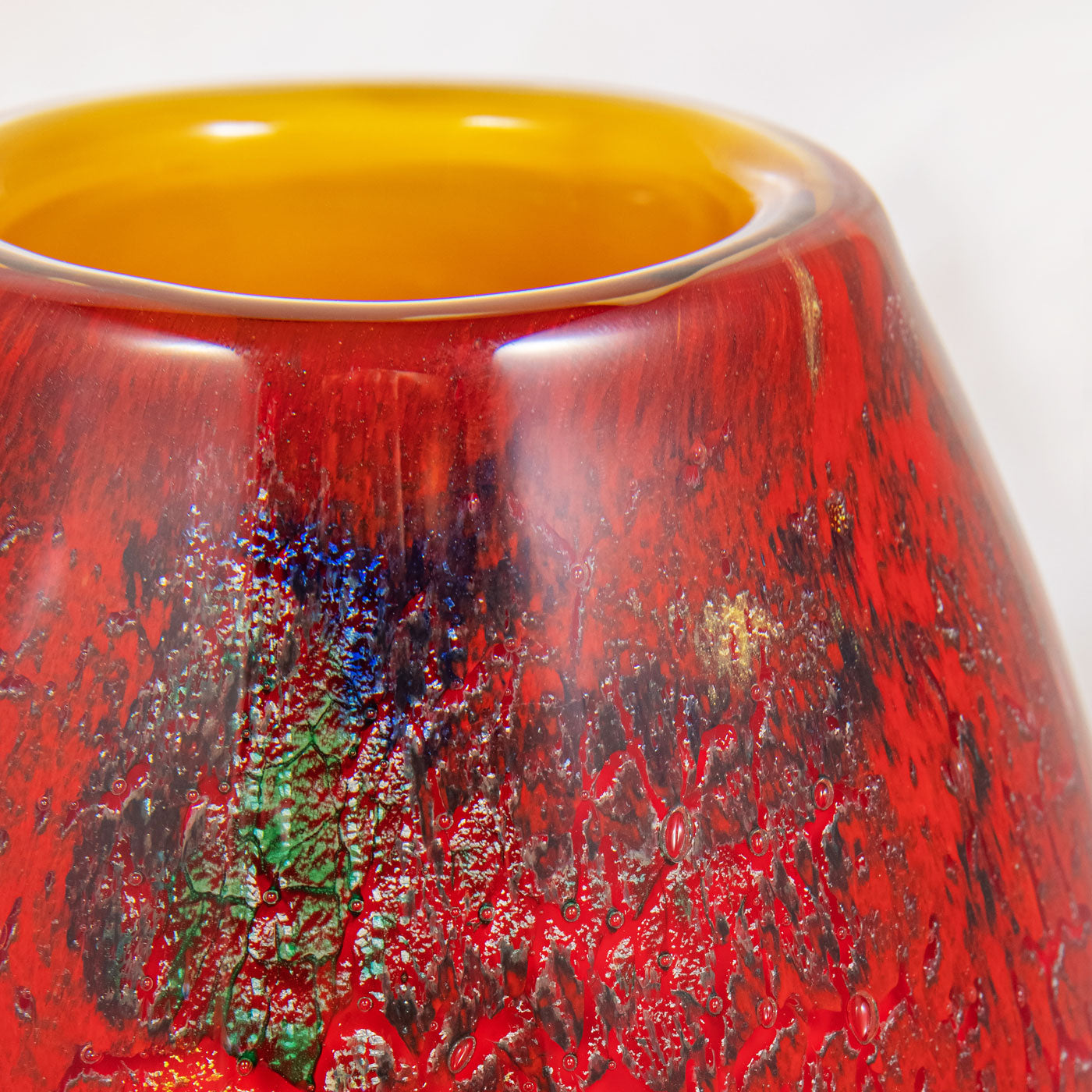 Hand Blown Multicolor Abstract Art Glass Vase 9.5 inch tall