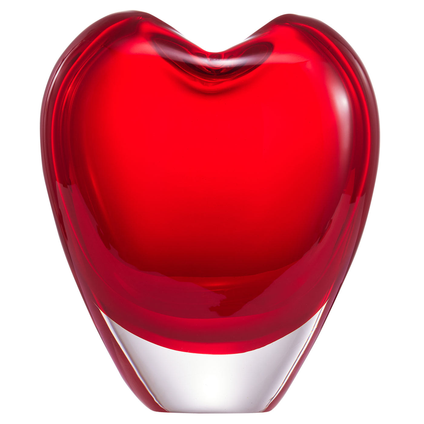 Hand Blown Red Love Heart Shaped Sommerso Art Glass Vase 7-10 inch tall
