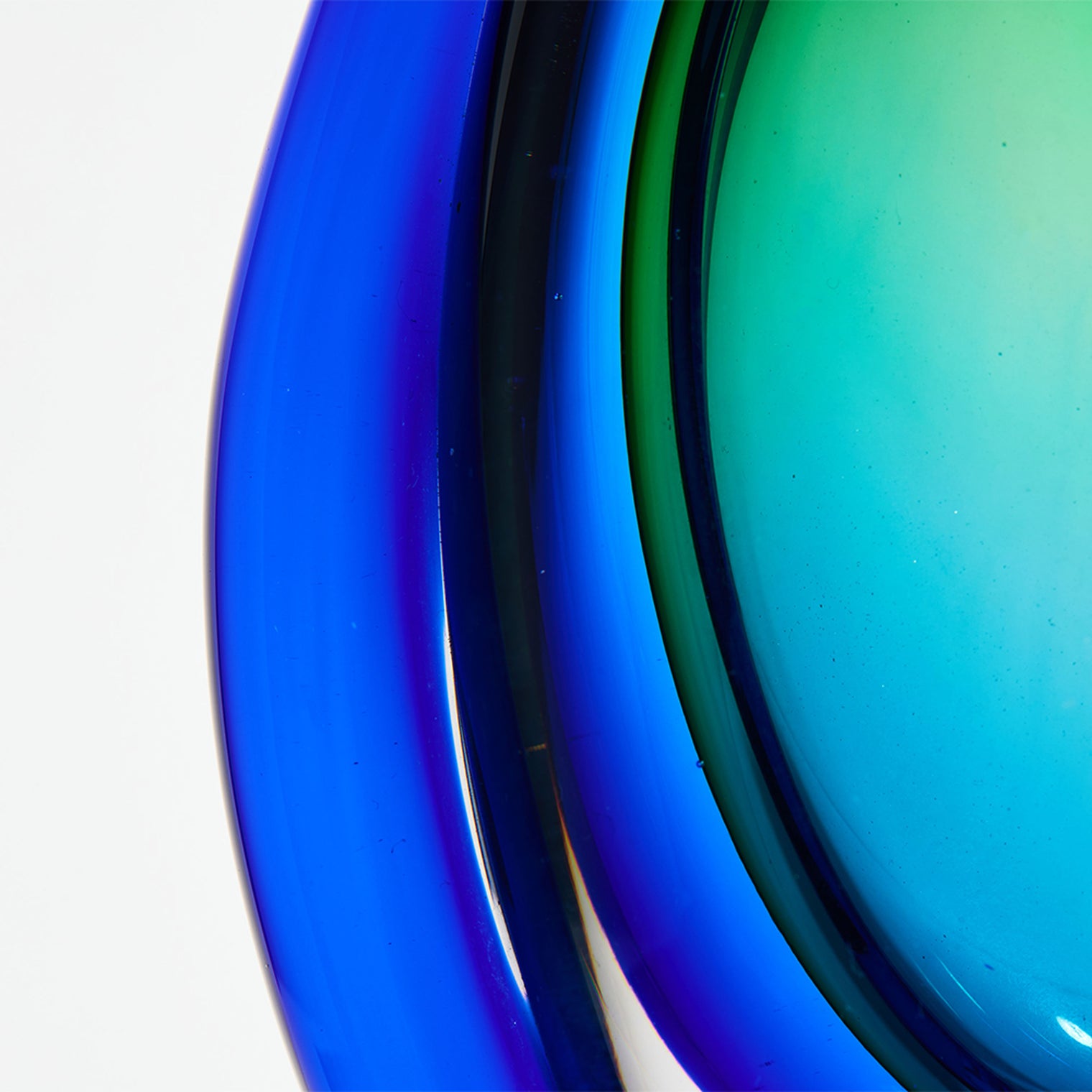 Hand Blown Sommerso Oval Art Glass Vase Emerald 8.5-10 inch tall