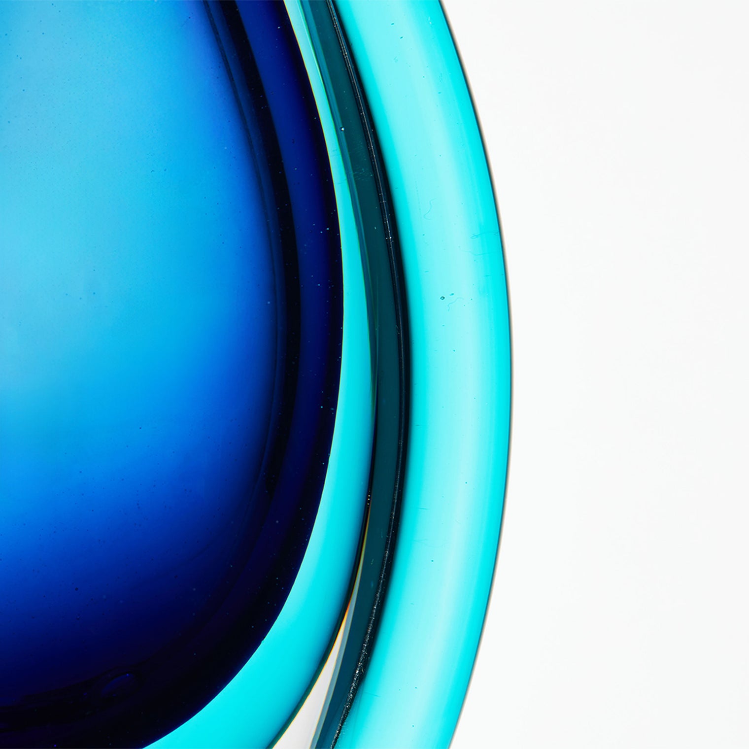 Hand Blown Sommerso Oval Art Glass Vase London Blue 8.5-10 inch tall