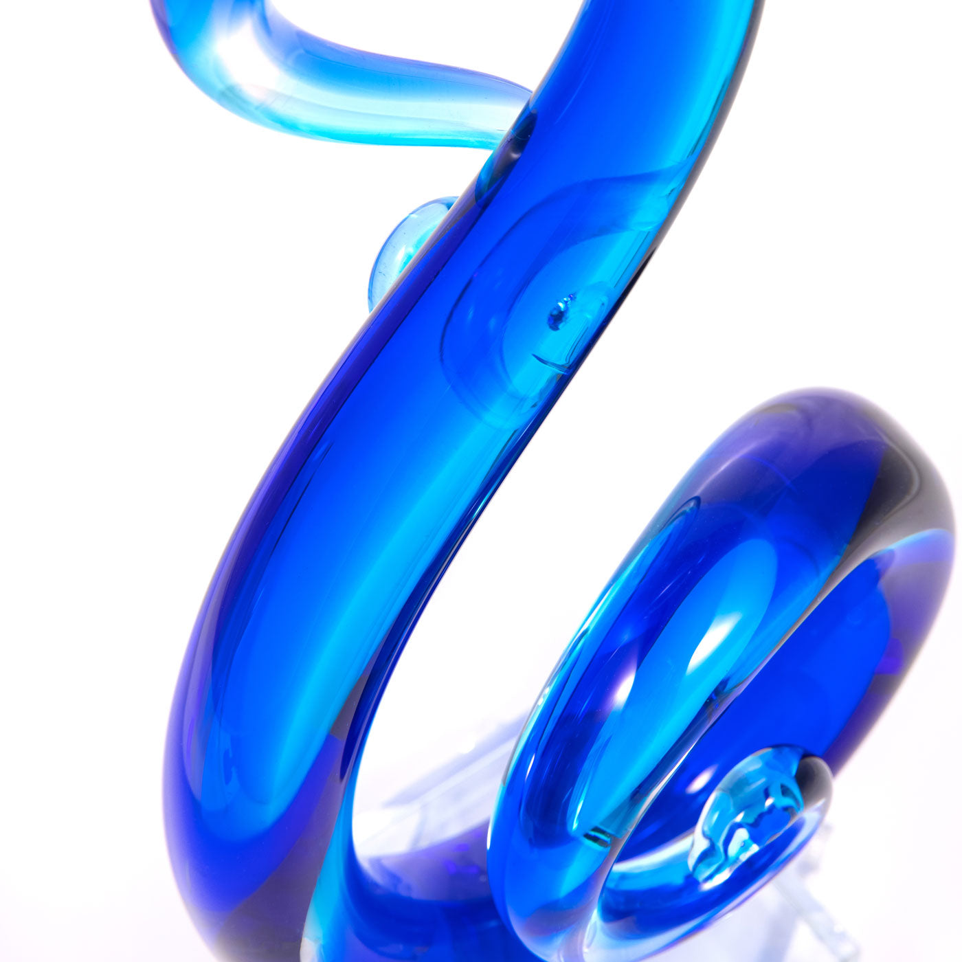 Hand Blown Treble Sommerso Art Glass Sculpture Blue 11-14 inch tall