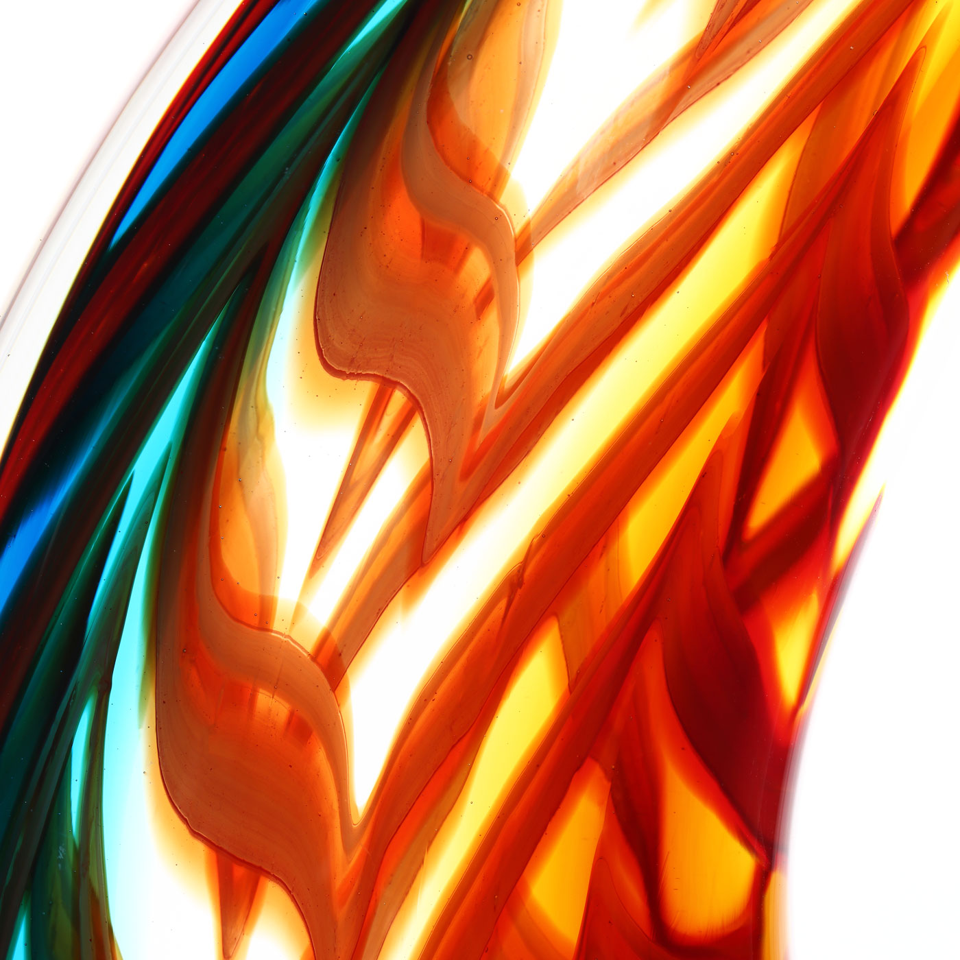 Hand Blown Flame Sommerso Art Glass Sculpture 12 inch tall