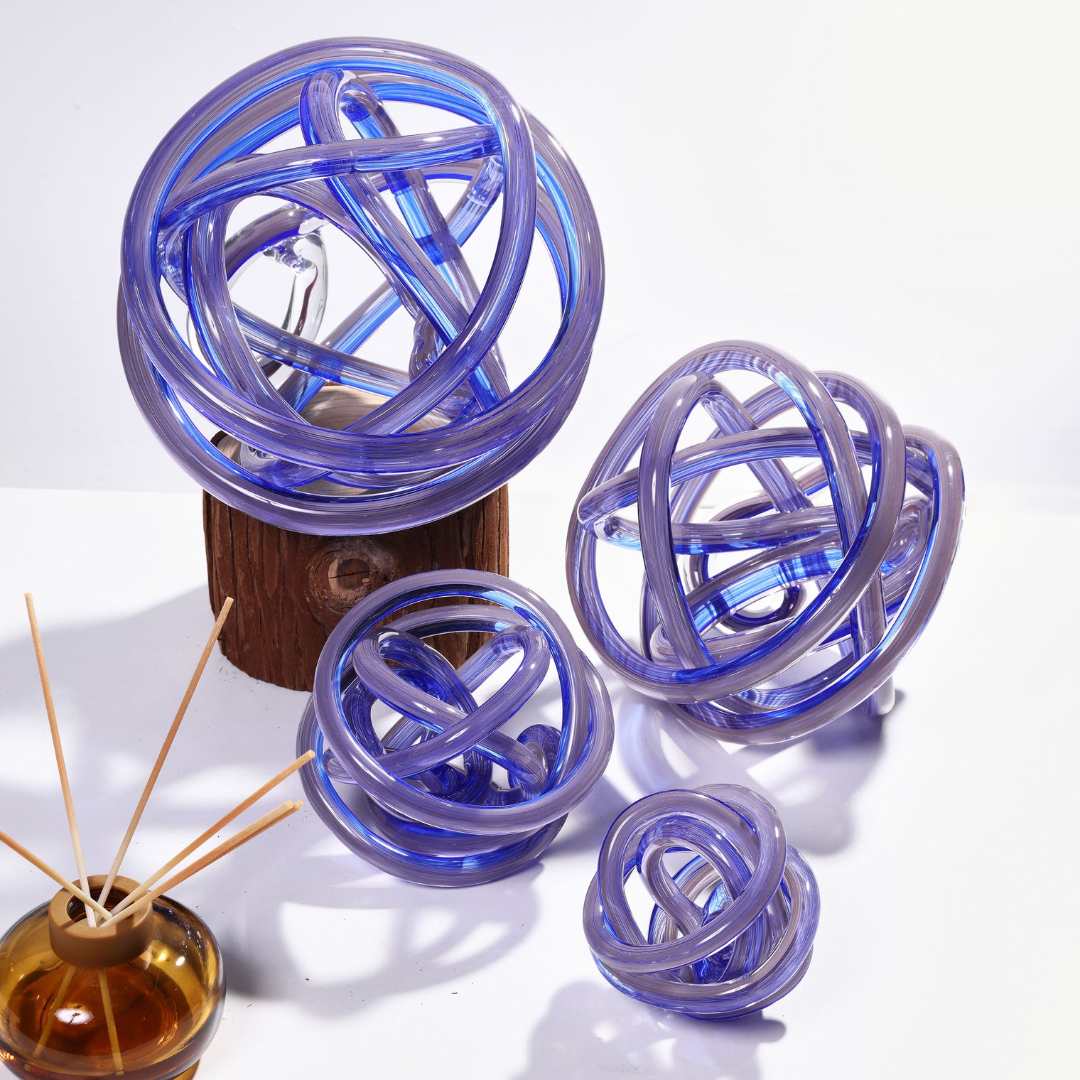 Hand Blown Infinity Knot Sommerso Art Orbit Glass Ball