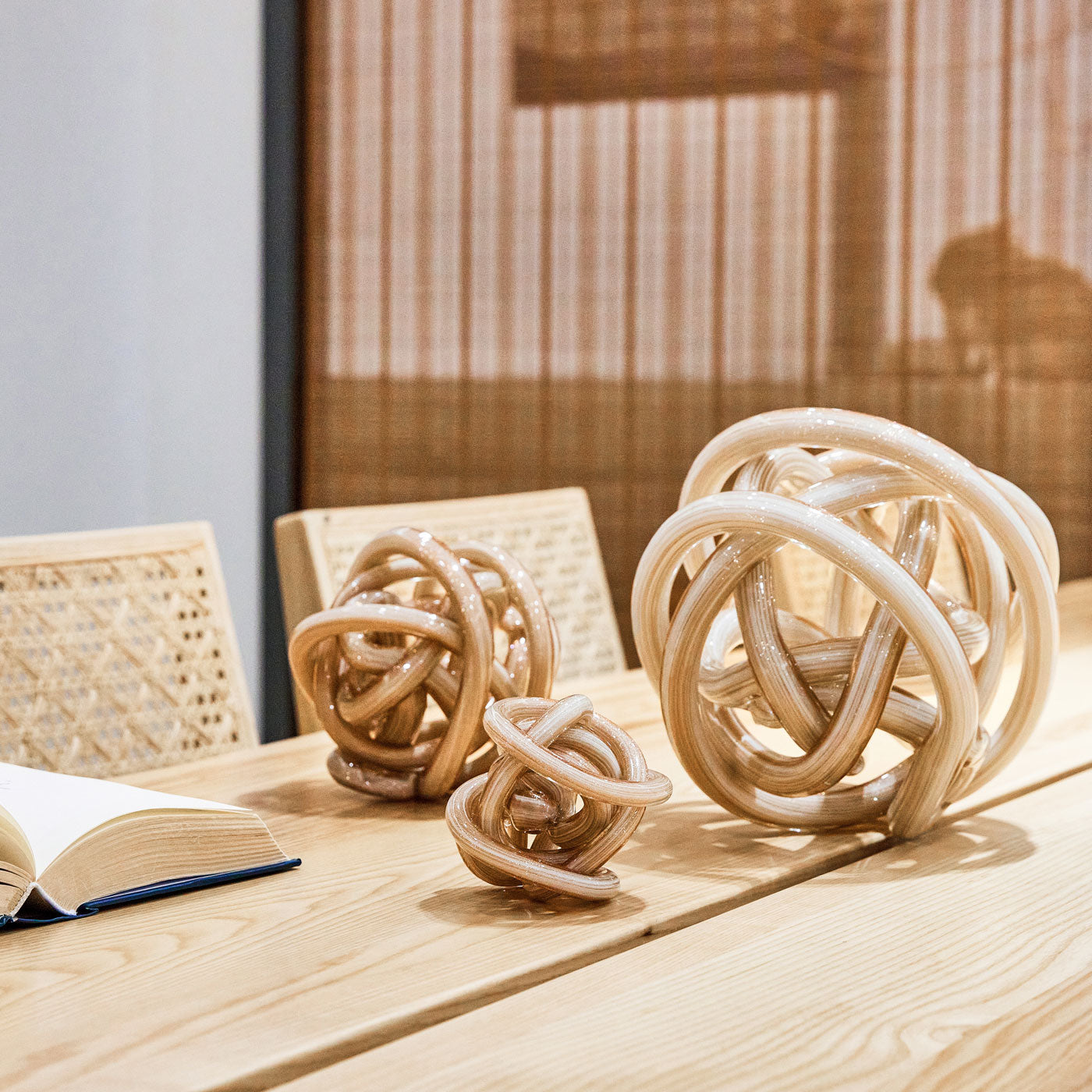 Hand Blown Infinity Knot Sommerso Art Orbit Glass Ball