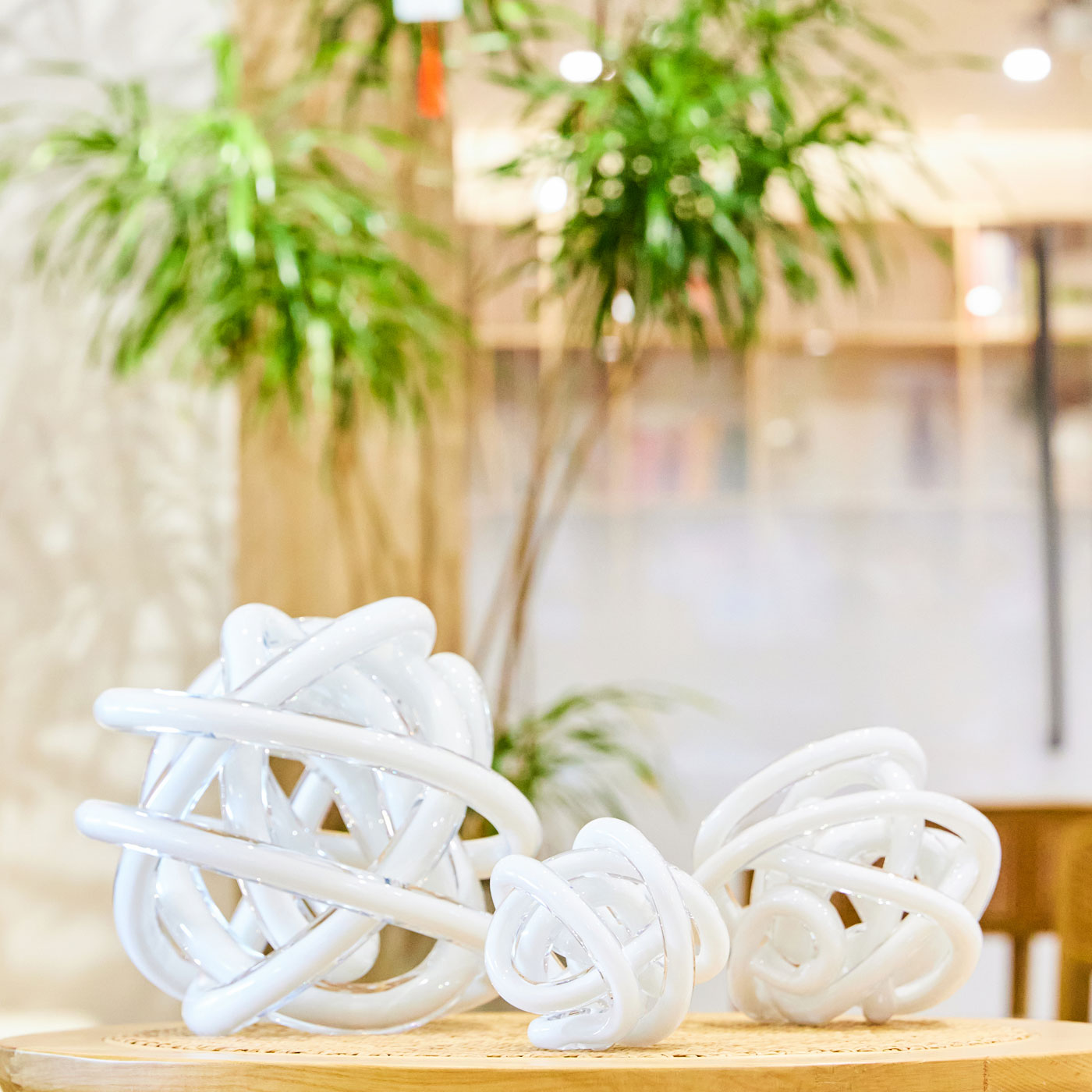 Hand Blown Infinity Knot Sommerso Art Orbit Glass Ball