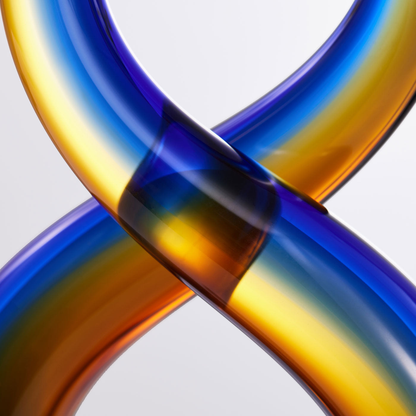 Hand Blown Wave Sommerso Art Glass Sculpture 14.5 inch tall