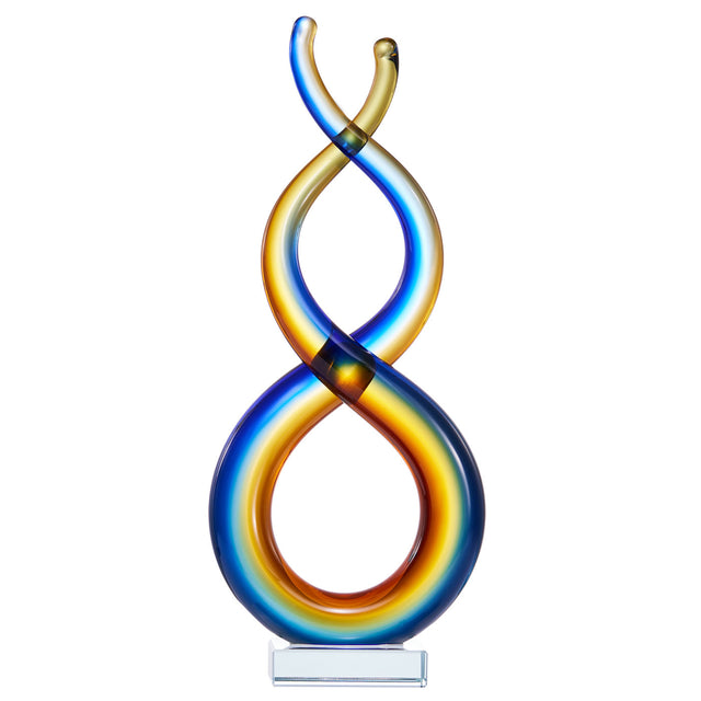 Hand Blown Wave Sommerso Art Glass Sculpture 14.5 inch tall