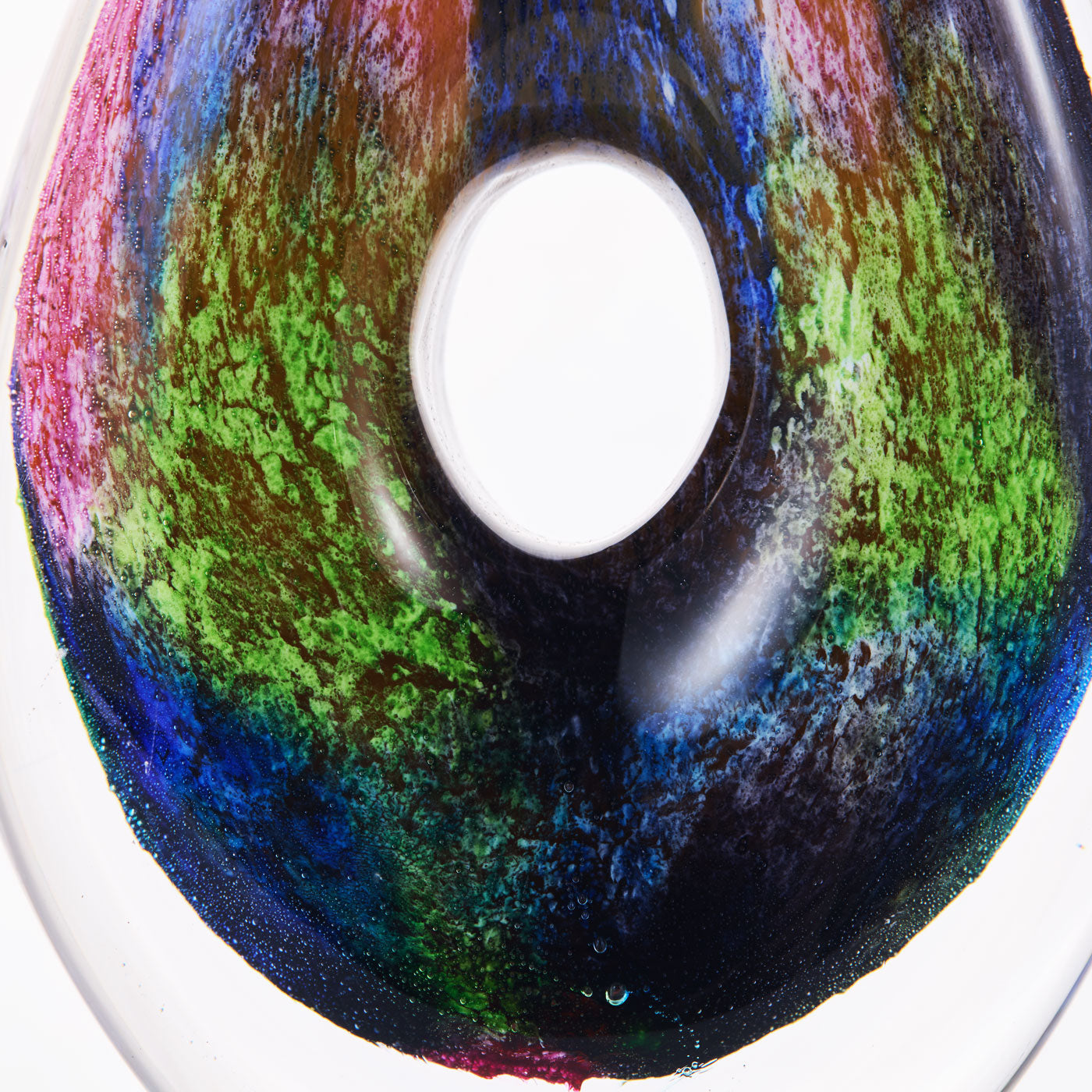 Luxury Lane Hand Blown Abstract Hollow Tear Drop Sommerso Art Glass Sculpture