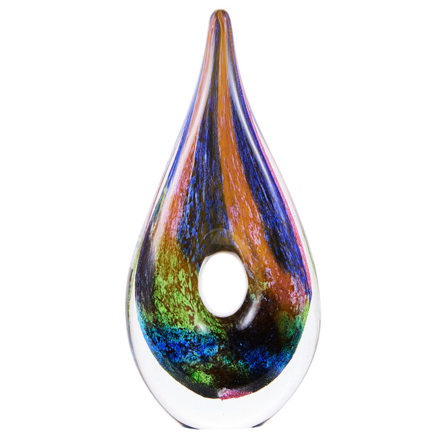Luxury Lane Hand Blown Abstract Hollow Tear Drop Sommerso Art Glass Sculpture