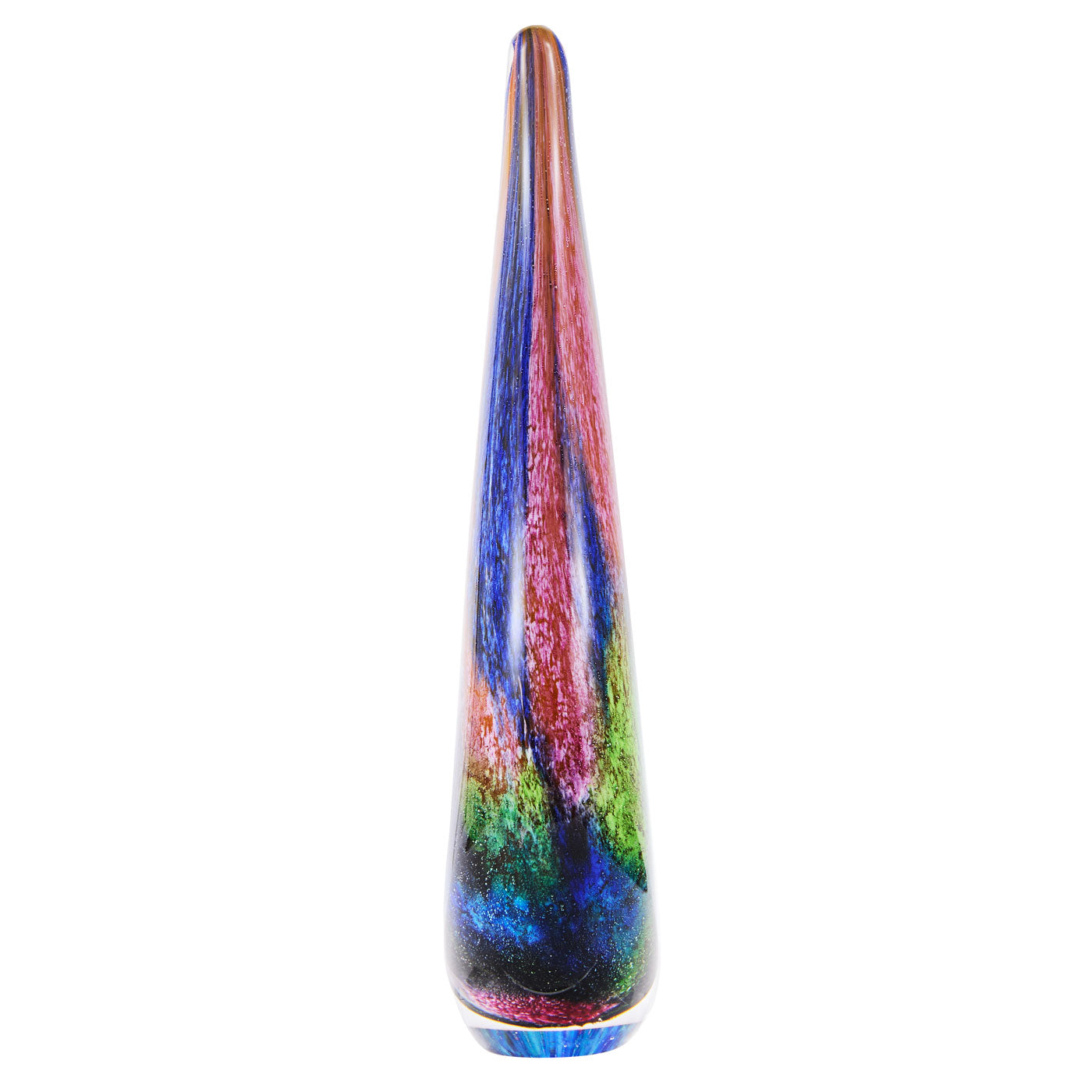 Luxury Lane Hand Blown Abstract Hollow Tear Drop Sommerso Art Glass Sculpture 8.5 inch tall
