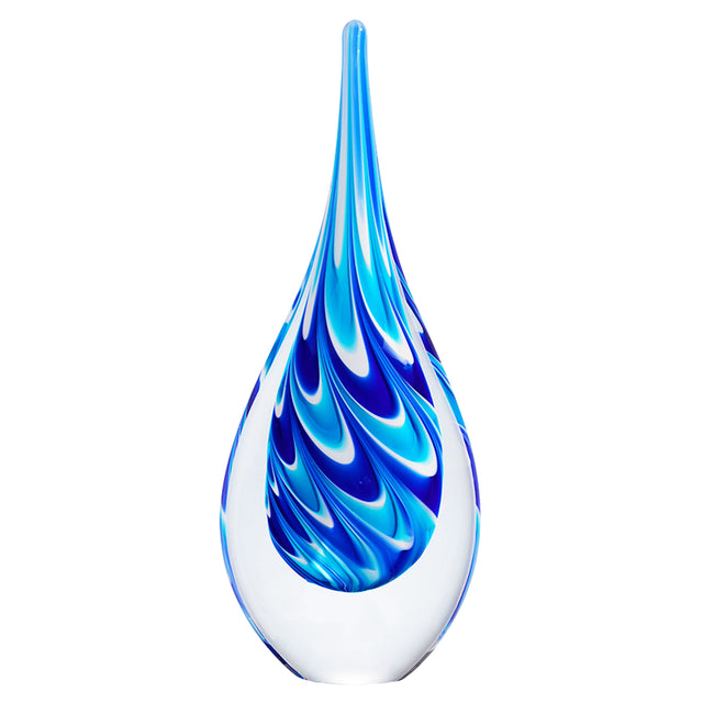 Luxury Lane Hand Blown Swirl Wave Tear Drop Sommerso Art Glass Sculpture