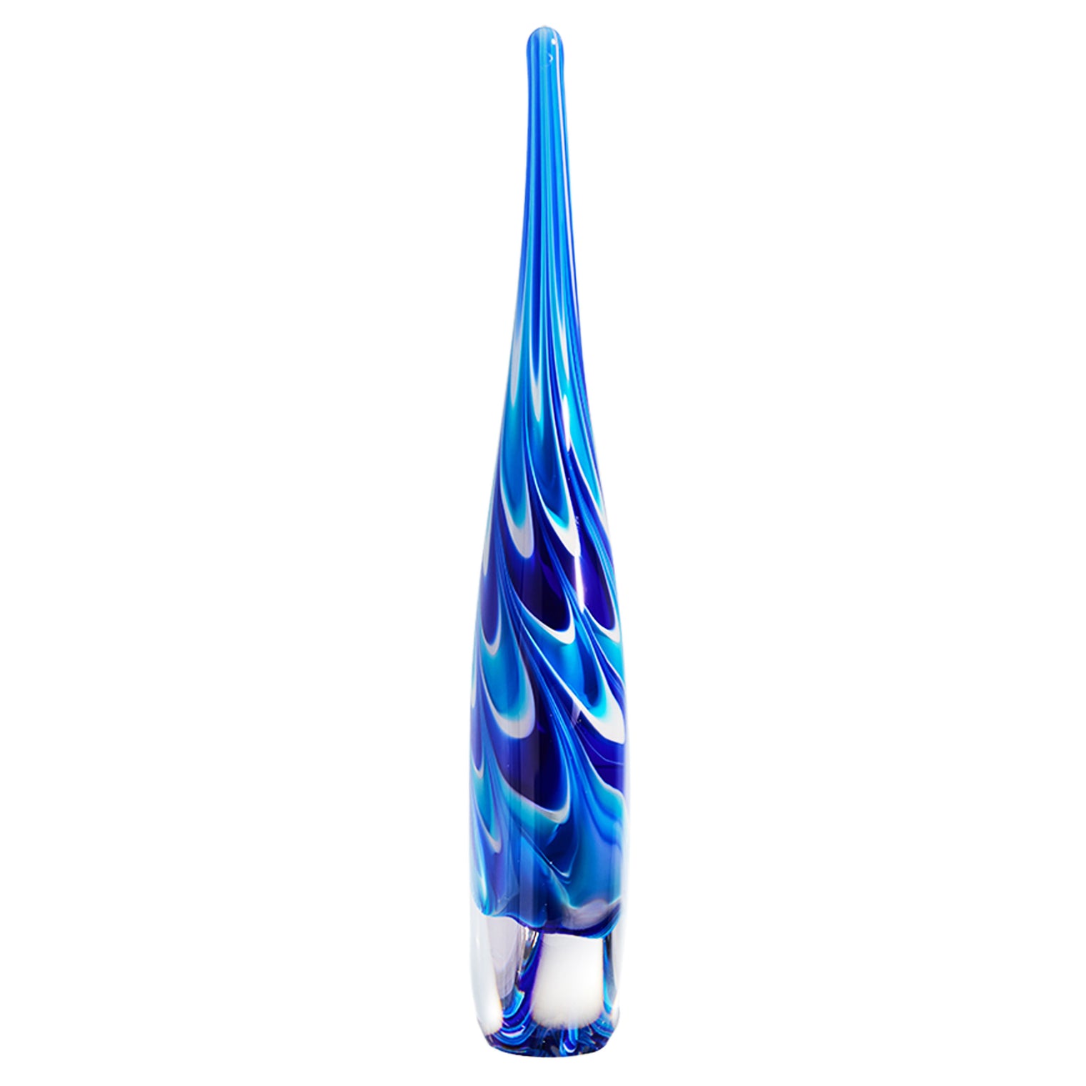 Luxury Lane Hand Blown Swirl Wave Tear Drop Sommerso Art Glass Sculpture