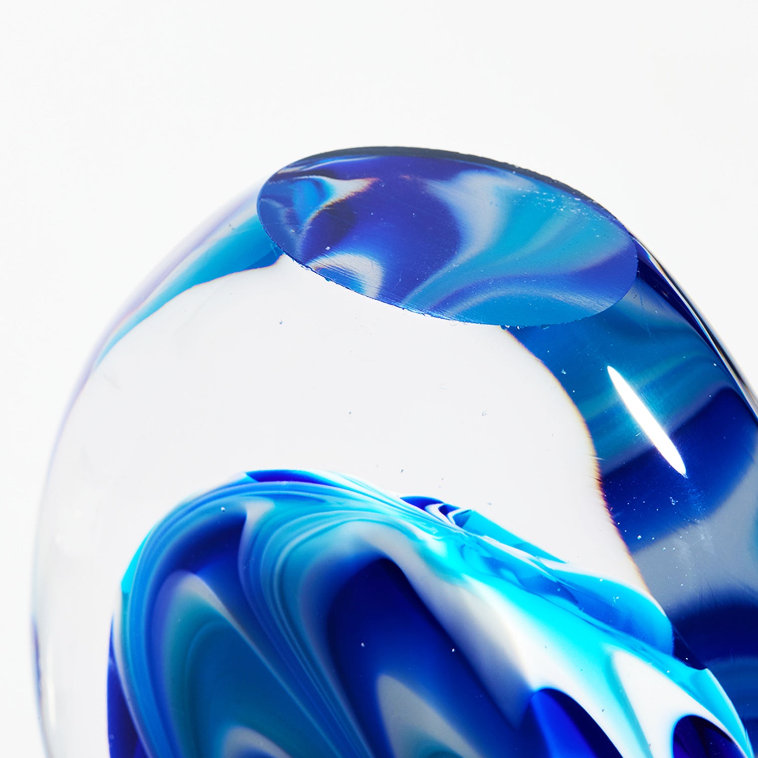 Luxury Lane Hand Blown Swirl Wave Tear Drop Sommerso Art Glass Sculpture