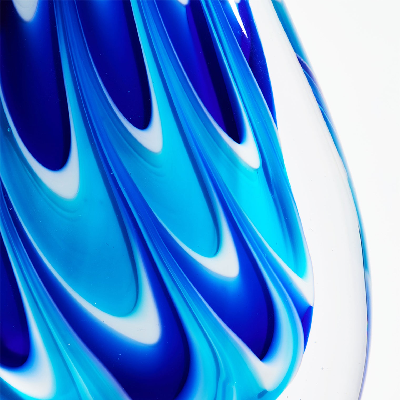 Luxury Lane Hand Blown Swirl Wave Tear Drop Sommerso Art Glass Sculpture