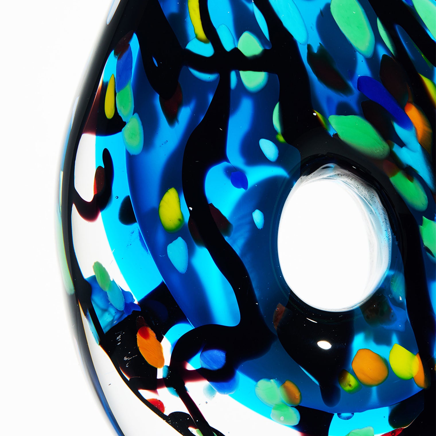 Luxury Lane Hand Blown Abstract Hollow Blue Tear Drop Sommerso Art Glass Sculpture