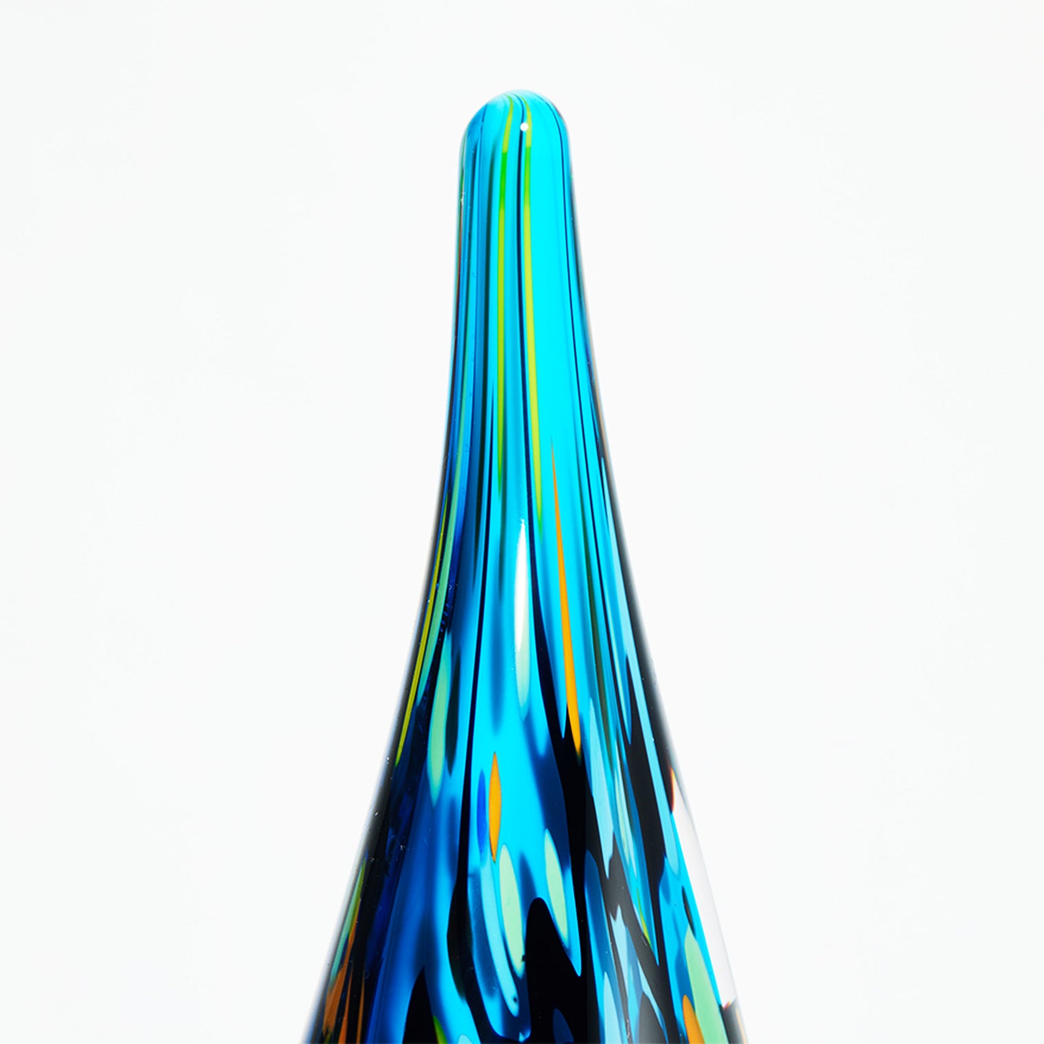 Luxury Lane Hand Blown Abstract Hollow Blue Tear Drop Sommerso Art Glass Sculpture