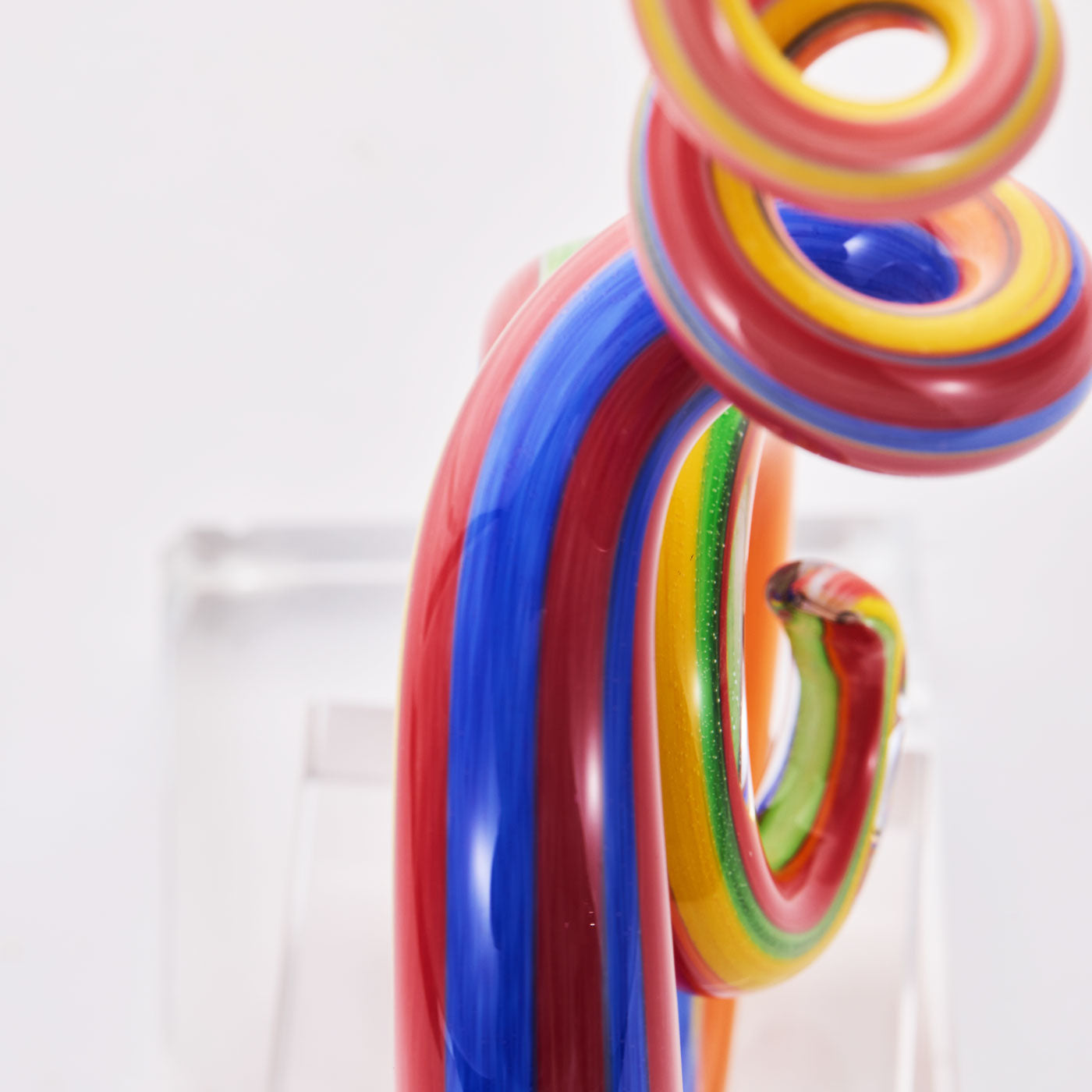 Luxury Lane Hand Blown Abstract Rainbow Swirl Sommerso Art Glass Sculpture 9.5-12 inch tall