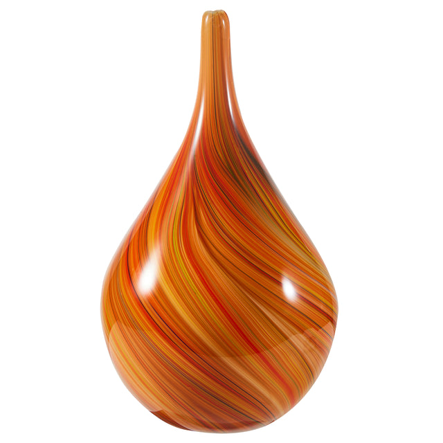 Hand Blown Red Orange Abstract Art Glass Cane Sculpture