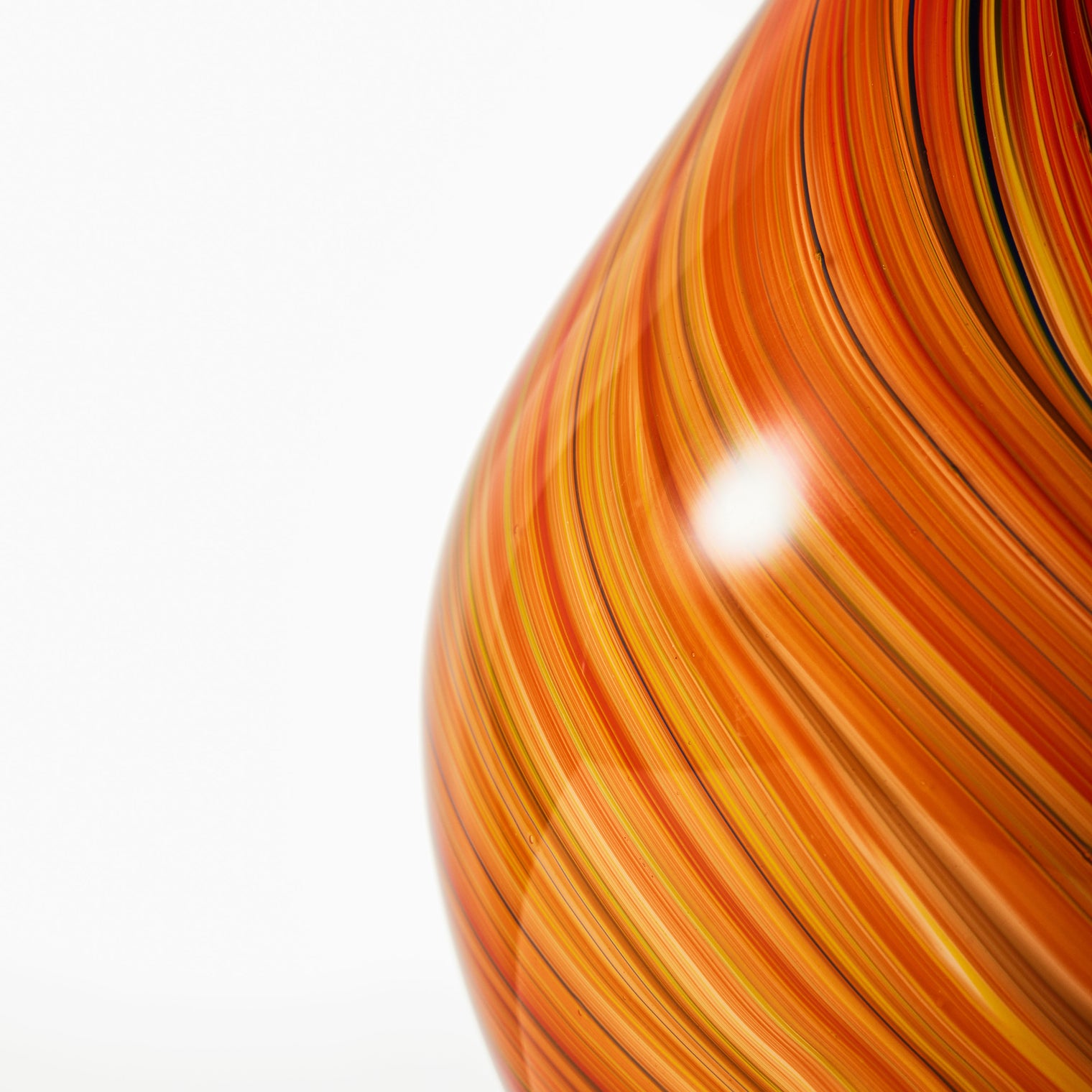 Hand Blown Red Orange Abstract Art Glass Cane Sculpture