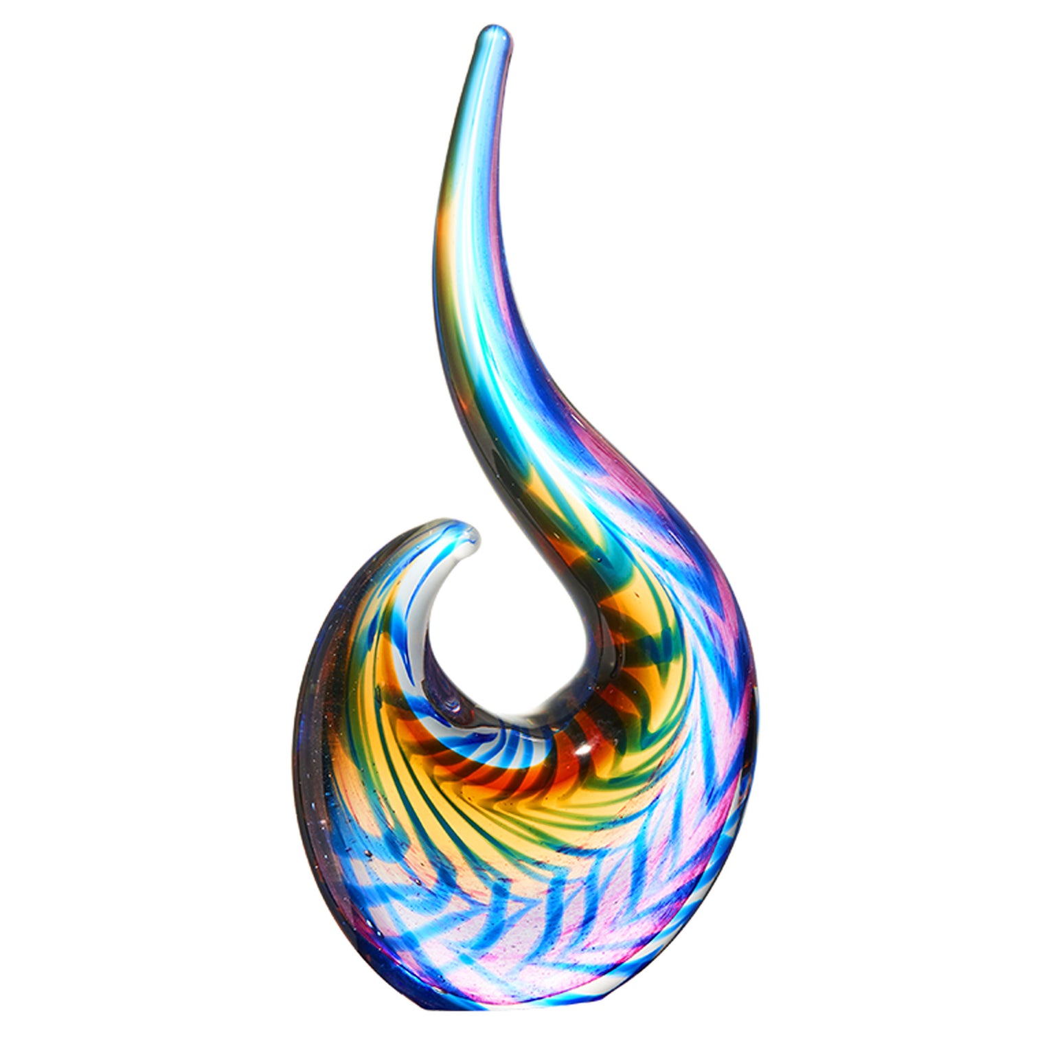 Hand Blown Abstract Sommerso Art Glass Sculpture