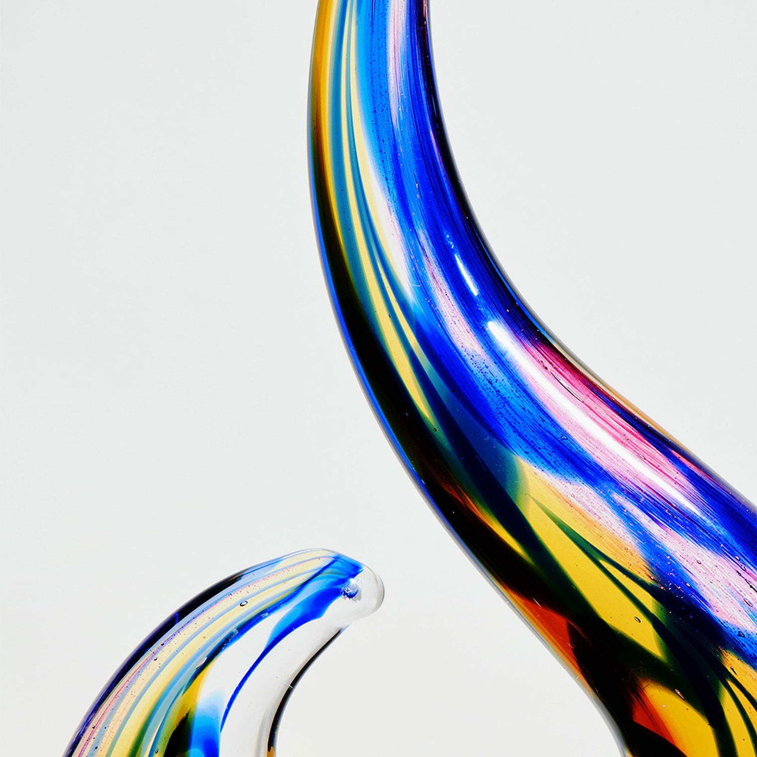 Hand Blown Abstract Sommerso Art Glass Sculpture