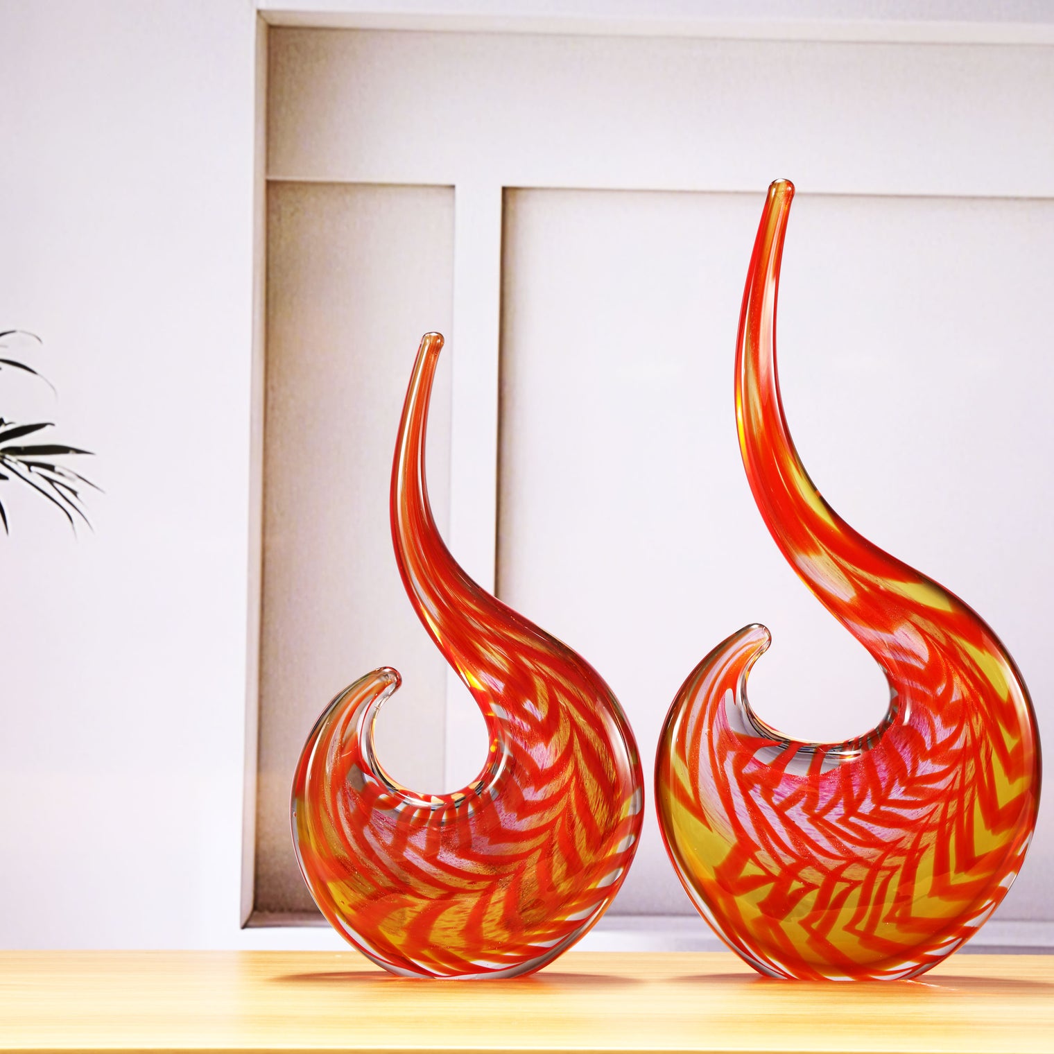 Hand Blown Abstract Sommerso Art Glass Sculpture