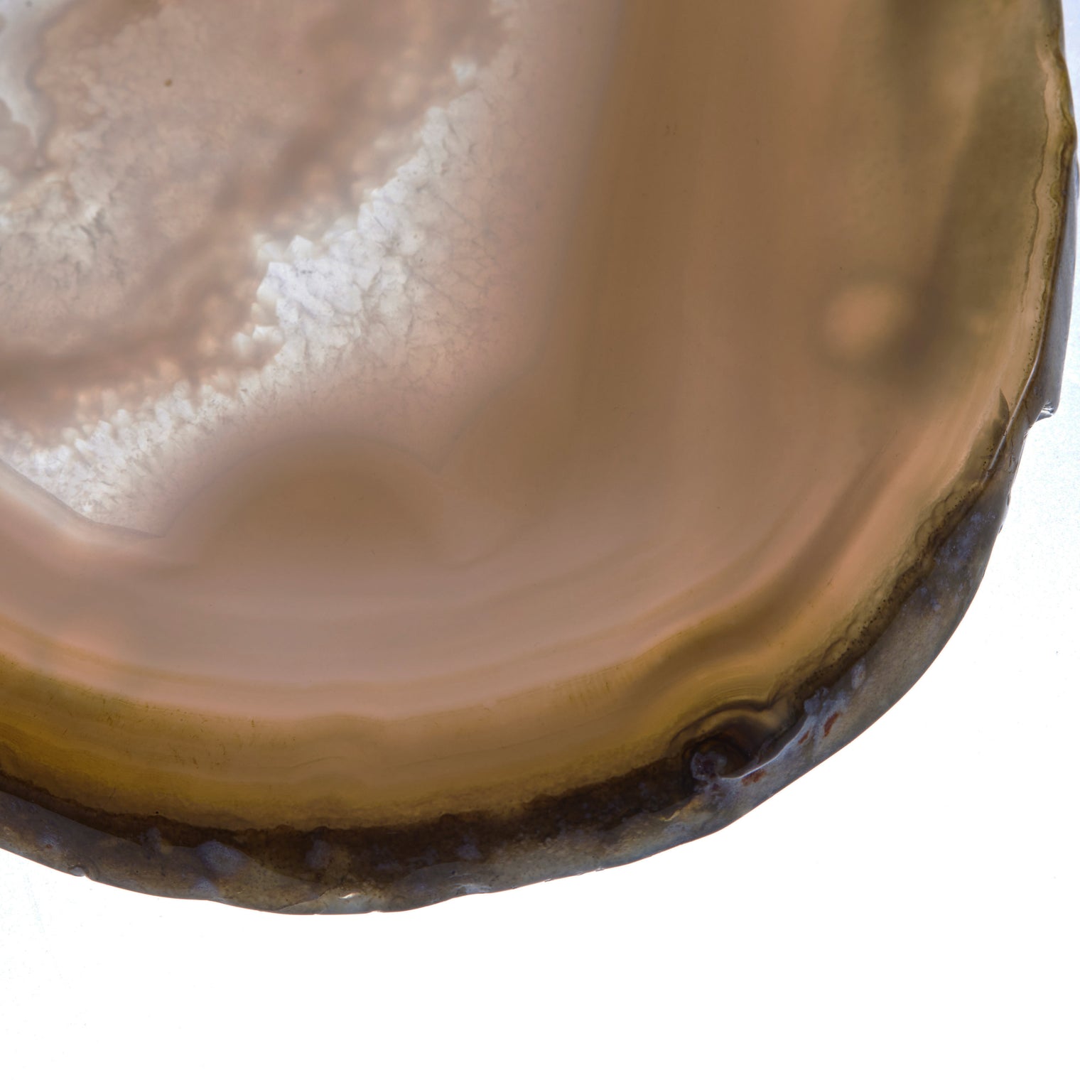 Set of 4 Natural Brazilian Agate Drink Coasters with Wood Holder - Ash Gray