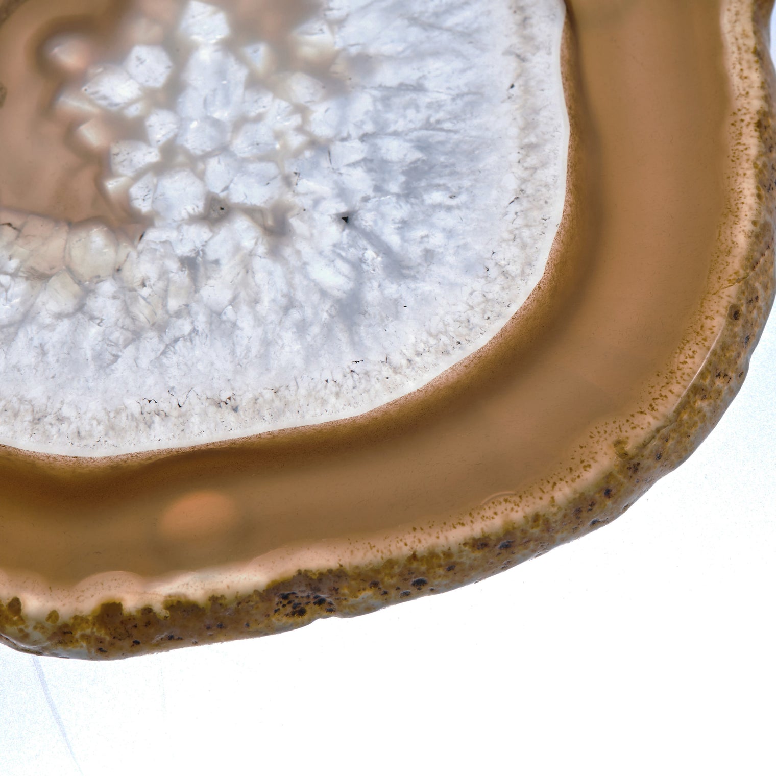 Set of 4 Natural Brazilian Agate Drink Coasters with Wood Holder - Ash Gray