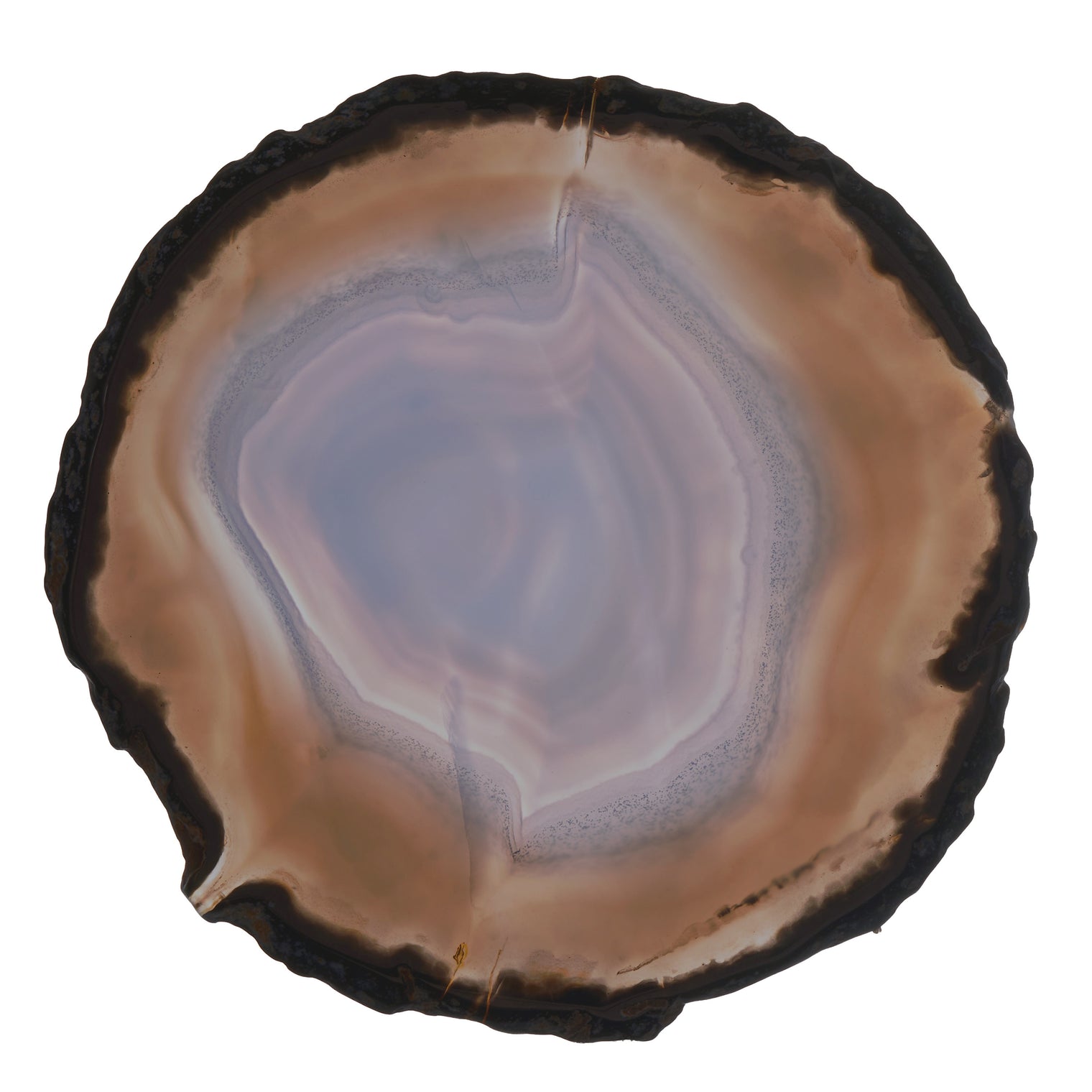 Large Natural Brazilian Agate Drink Coaster with Wood Holder - Ash Gray