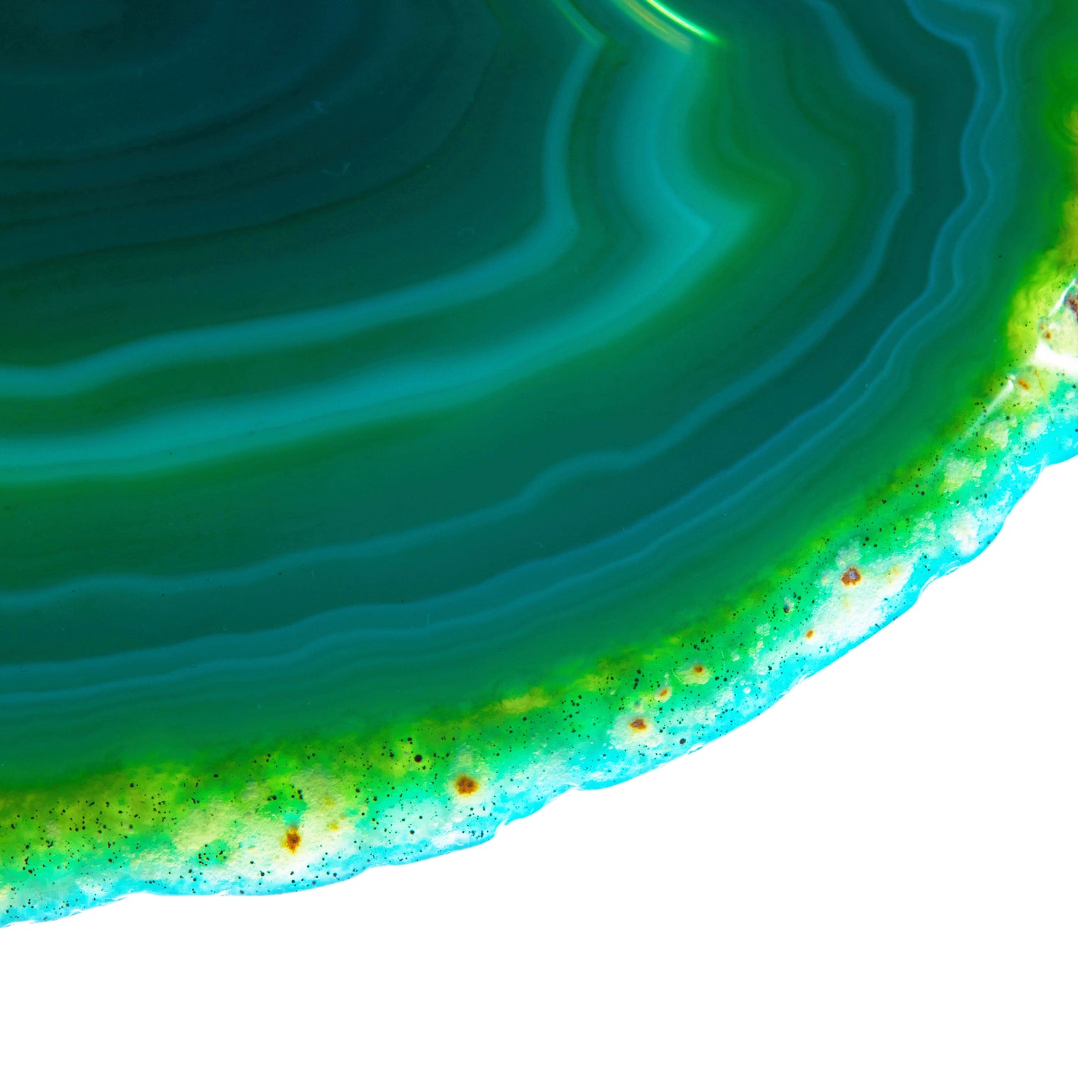 Large Natural Brazilian Agate Drink Coaster with Wood Holder - Emerald