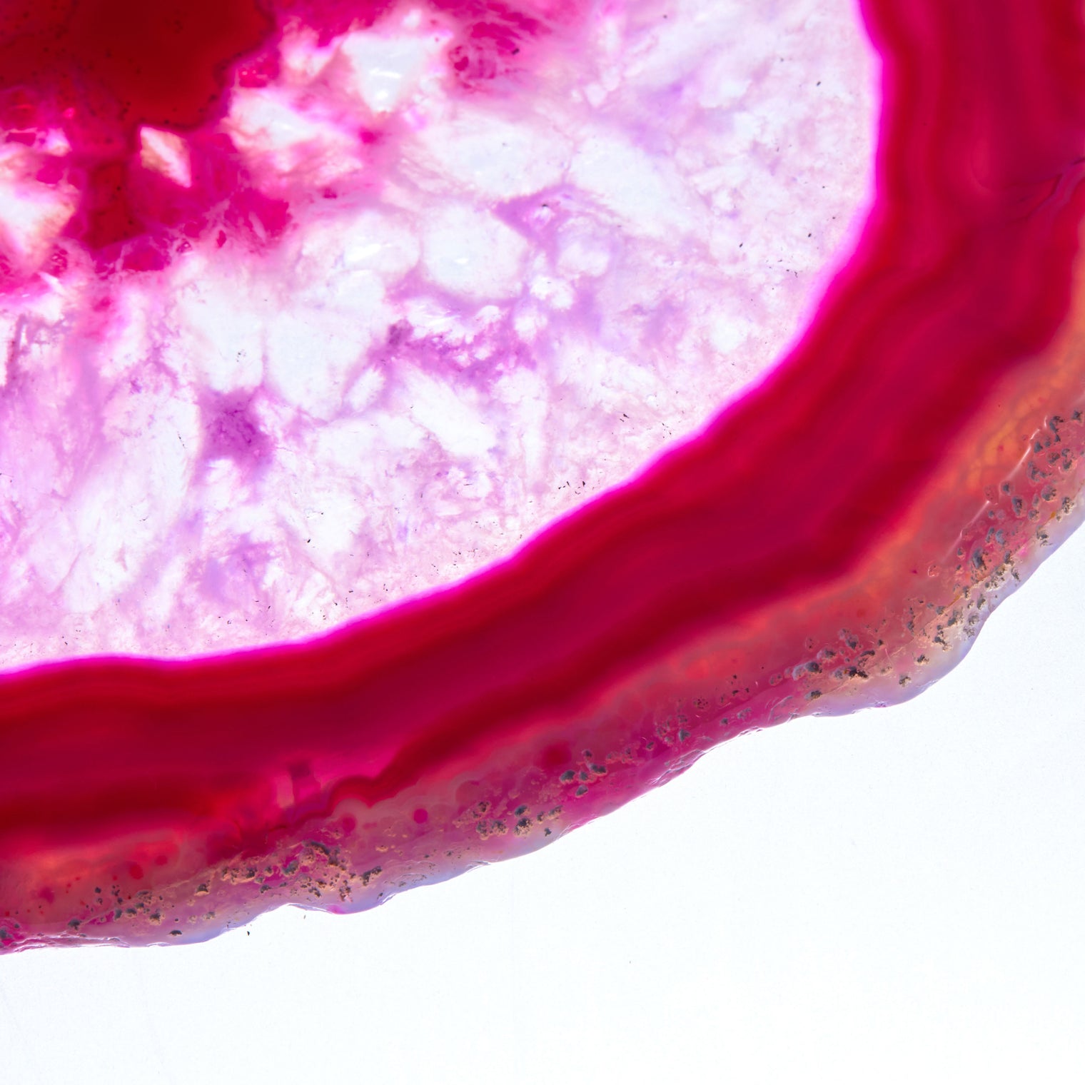 Large Natural Brazilian Agate Drink Coaster with Wood Holder - Rose Pink