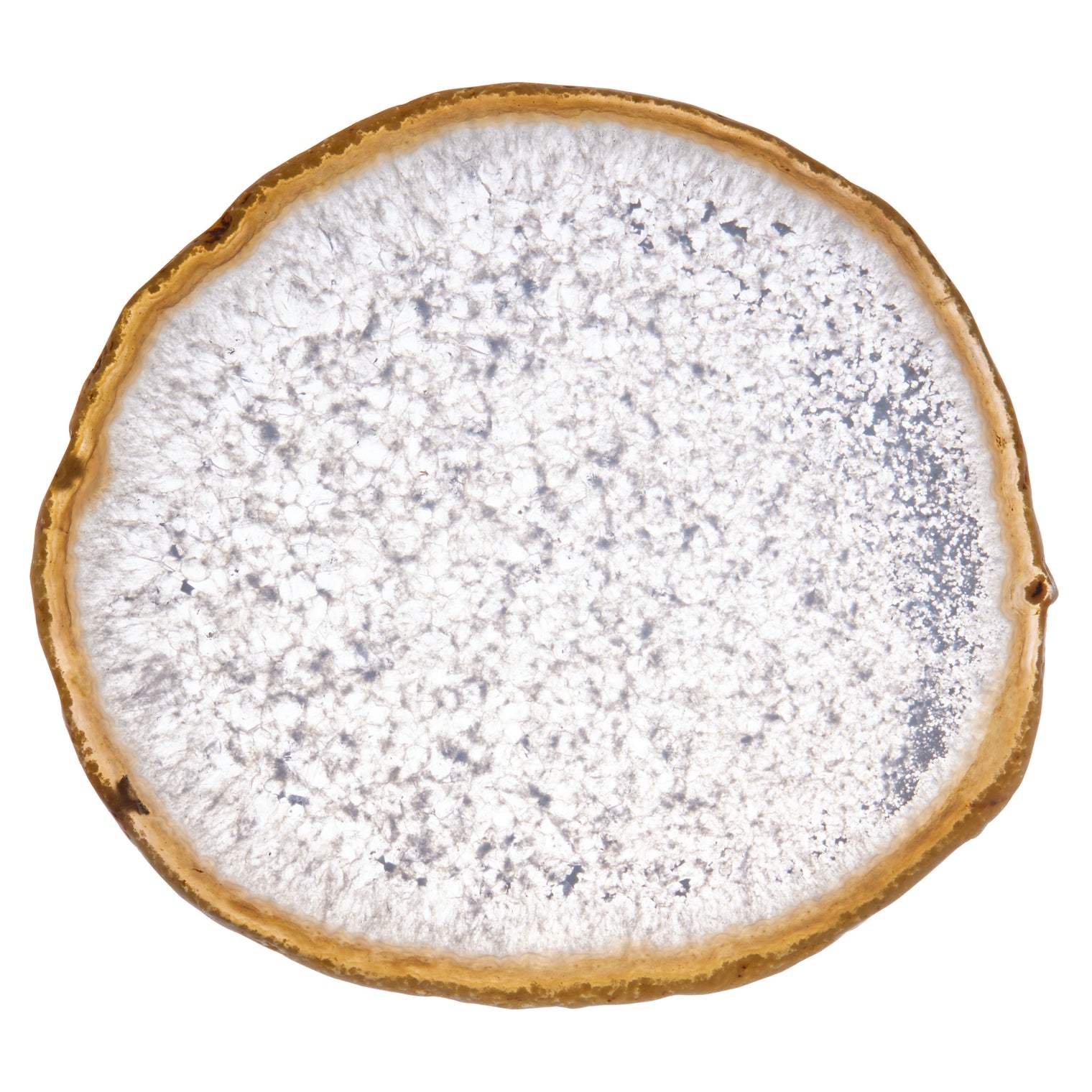 Large Natural Brazilian Agate Drink Coaster with Wood Holder - White