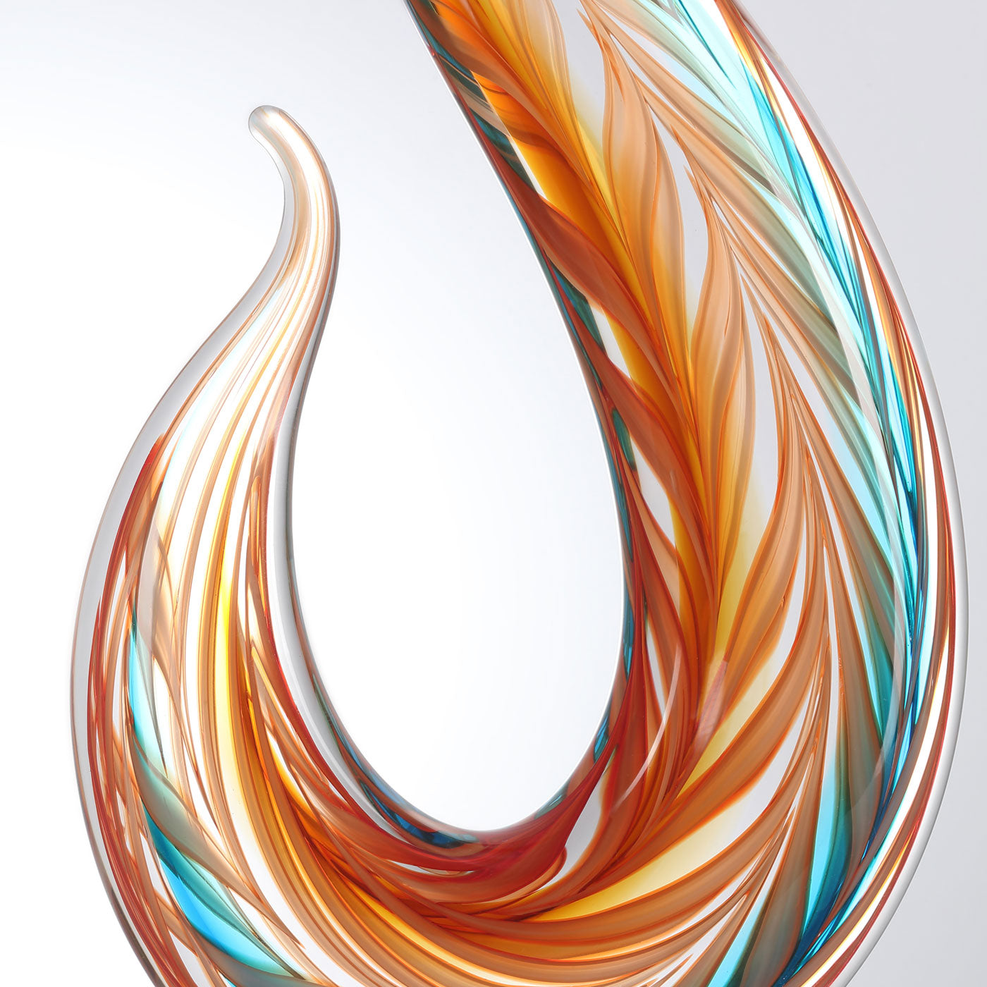 Hand Blown Flame Sommerso Art Glass Sculpture 16 inch tall