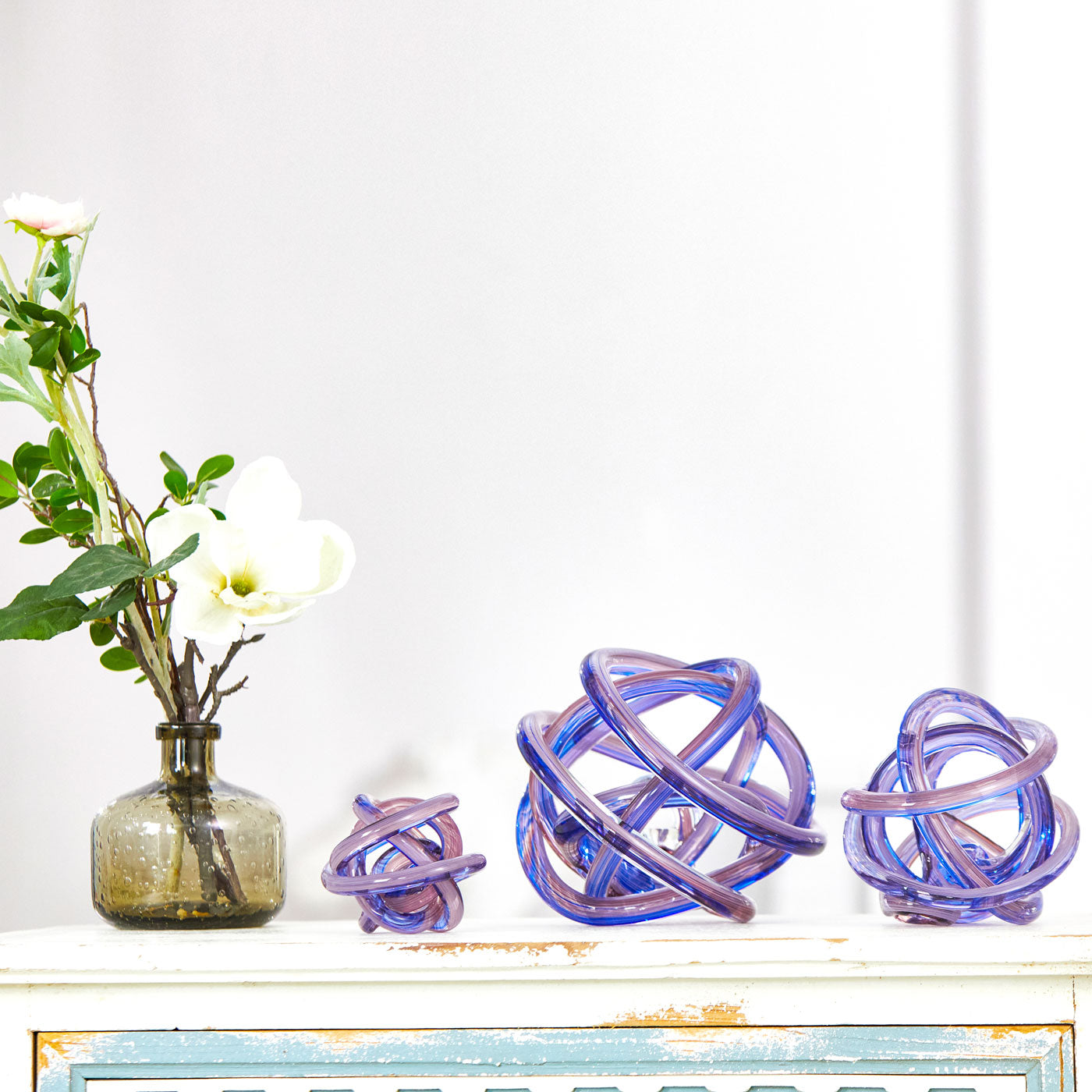 Hand Blown Infinity Knot Sommerso Art Orbit Glass Ball