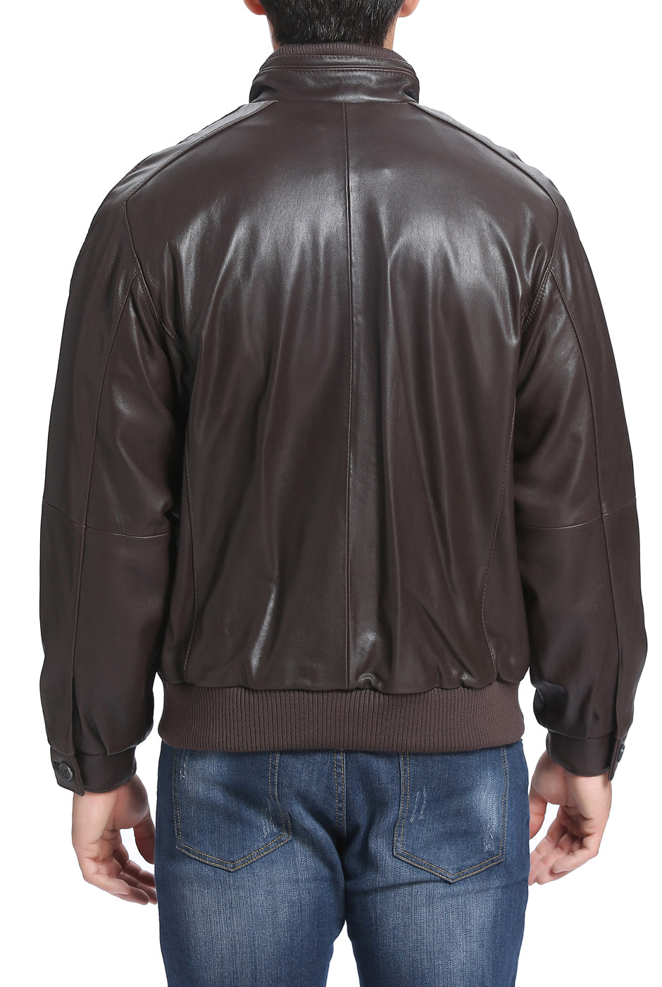 BGSD Men City Lambskin Leather Bomber Jacket