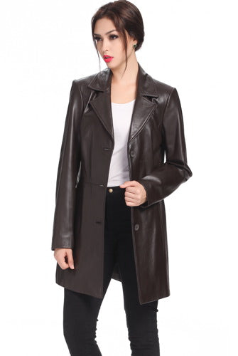 BGSD Women Danielle Lambskin Leather Walking Coat