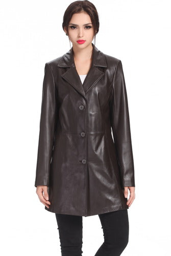 BGSD Women Danielle Lambskin Leather Walking Coat